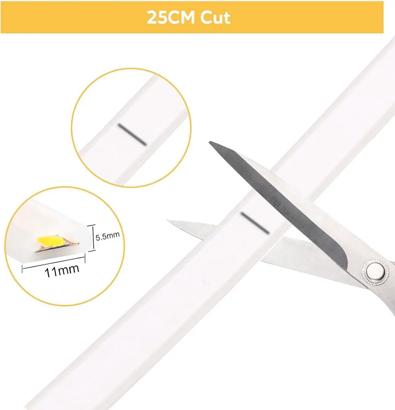Alt view image 5 of 7 - AC 110V LED Strip Lights IP65 Waterproof LED Strip Lights 16.4feet Cuttable Rope Light Super Bright 320LEDs 4000K White Light with US Plug for Bedroom Ceiling Kitchen Under Cabinet