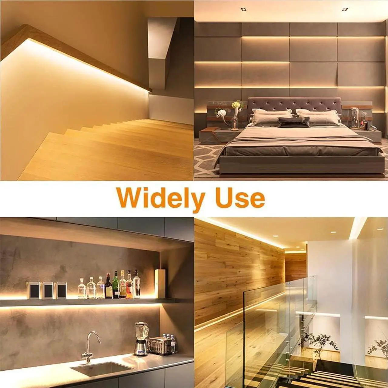 Alt view image 5 of 7 - Warm LED Strip Lights 16.4ft Dimmable Strip Lighting 3000K 5m 12v Tape Light 2835 LEDs Flexible Warm White Rope Light for Home Kitchen Under Cabinet Bedroom Christmas Decor Non-Waterproof