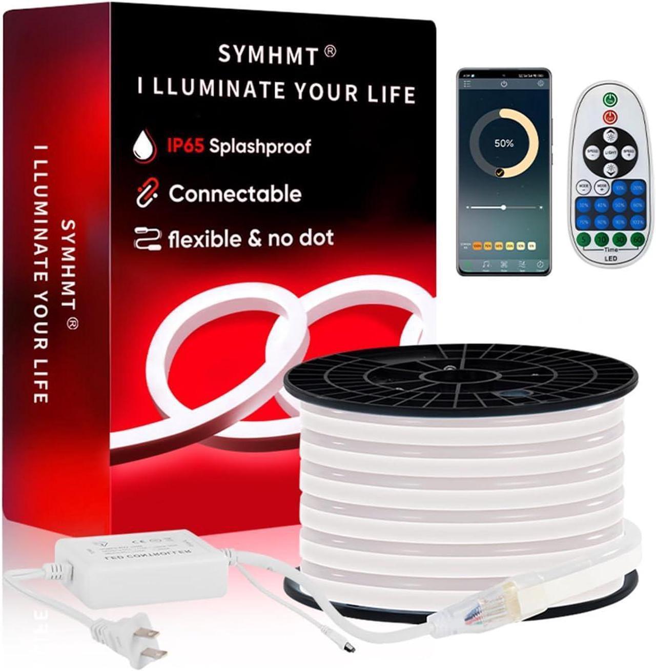 Main image of Neon Led AC 110-120V LED NEON Light Strip Phone APP or Remote Control/Music Sync/Flexible/Waterproof/Dimmable/Multi-Modes LED Rope Light (Red 5m/16.4ft)