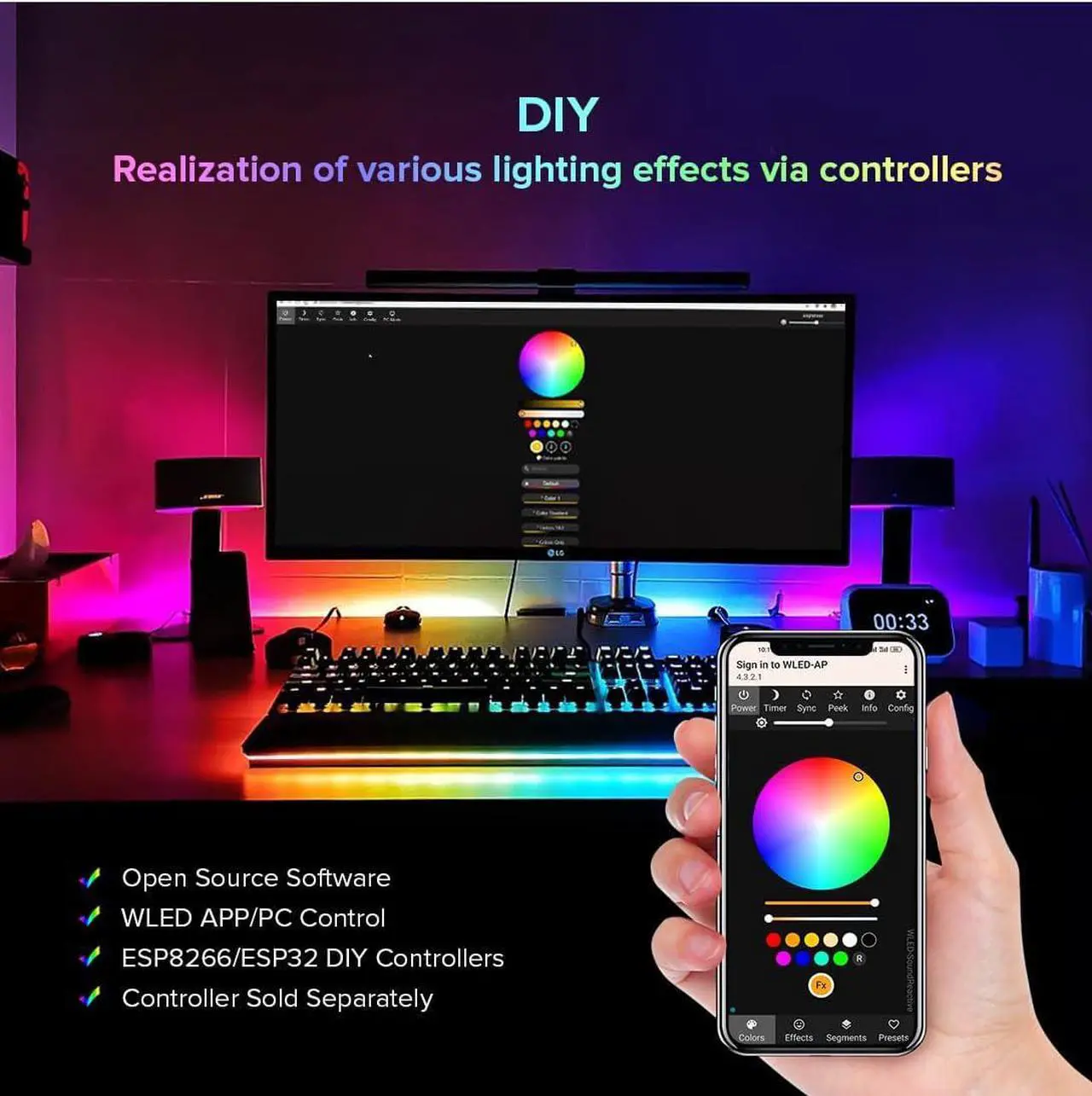Alt view image 7 of 7 - WS2811 IC=RGB+IC Addressable Dream Color LED Strip 16.4FT 60LEDs/m 20Pixels/m IP65 Splash Proof Black PCB Flexible DC12V Chasing Effect for Home Indoor Decor(No Adapter or Controller)
