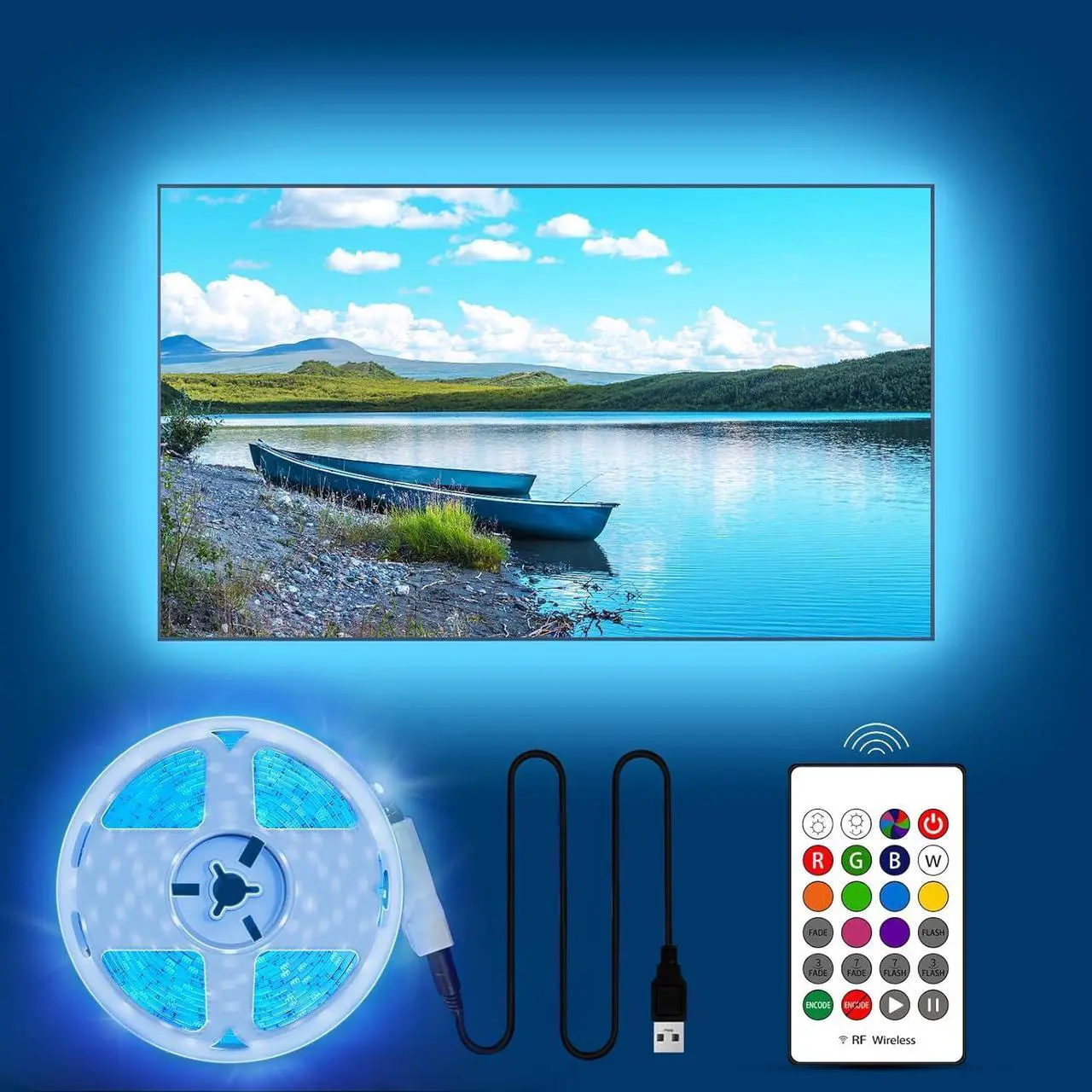 Main image of Led Lights for TV 82 85 86 90 95 Inches 21Ft TV Led Backlight for TV Home Theater Ambient Lighting Gaming Decor Room Decor Easy-Bending Design TV Lights USB Powered TV Lights