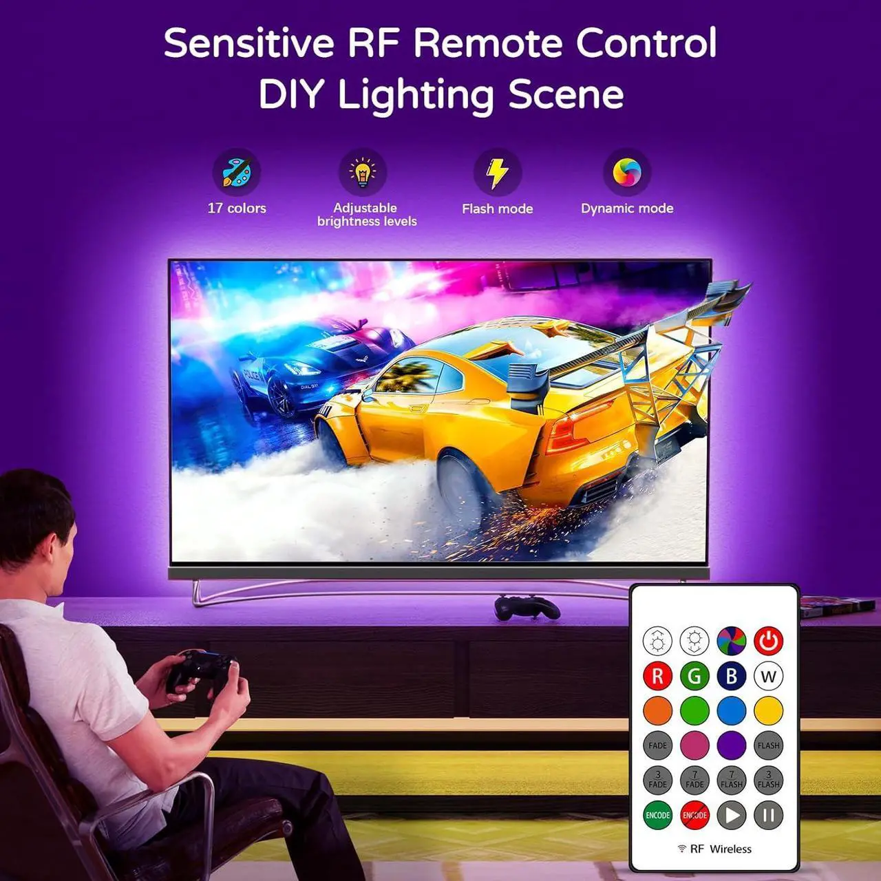 Alt view image 3 of 7 - Led Lights for TV 82 85 86 90 95 Inches 21Ft TV Led Backlight for TV Home Theater Ambient Lighting Gaming Decor Room Decor Easy-Bending Design TV Lights USB Powered TV Lights
