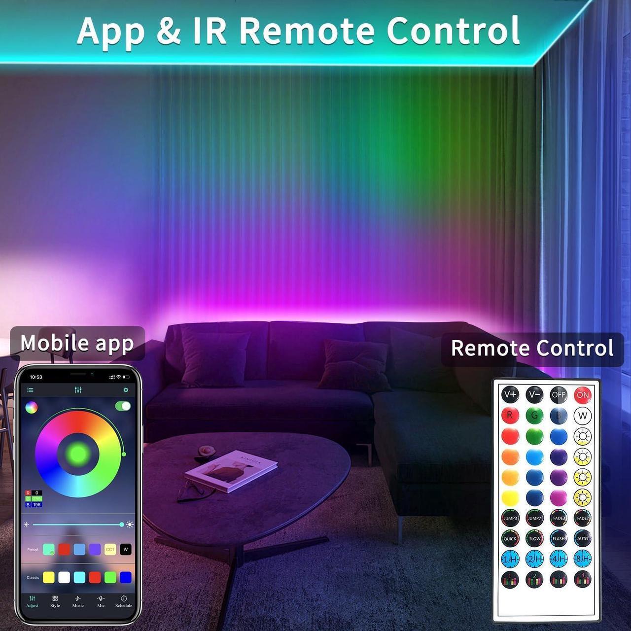 Alt view image 2 of 7 - 100ft Outdoor LED Strip Lights Waterproof IP68 Waterproof LED Light Strips with Remote App Control Music Sync RGB Outdoor LED Rope Lights LED Lights for Bedroom Roof Pool Deck Balcony