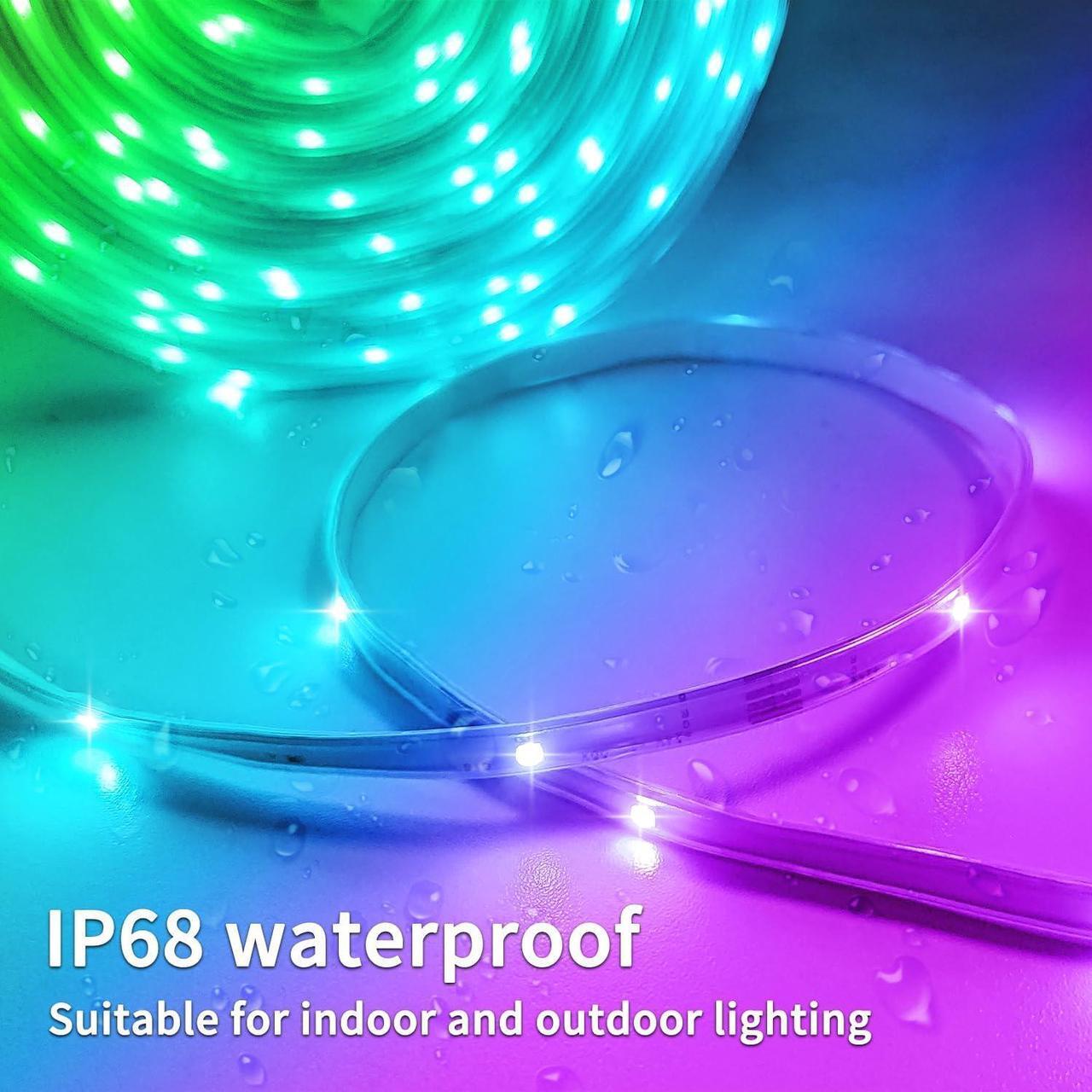 Alt view image 4 of 7 - 100ft Outdoor LED Strip Lights Waterproof IP68 Waterproof LED Light Strips with Remote App Control Music Sync RGB Outdoor LED Rope Lights LED Lights for Bedroom Roof Pool Deck Balcony