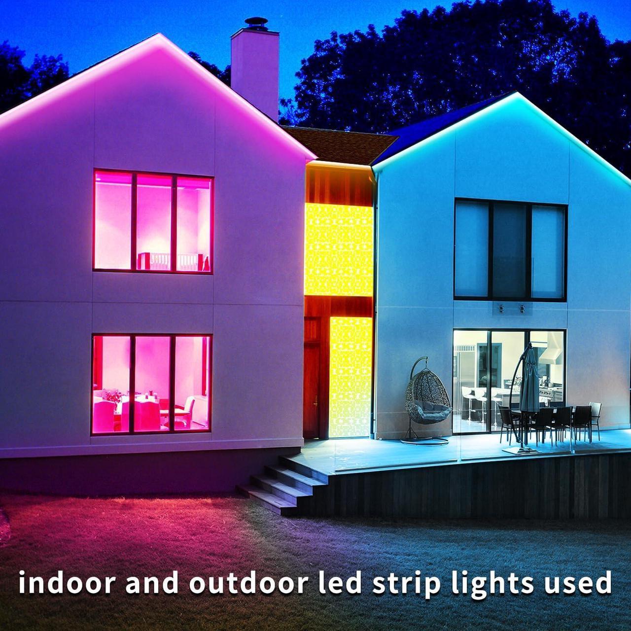 Alt view image 5 of 7 - 100ft Outdoor LED Strip Lights Waterproof IP68 Waterproof LED Light Strips with Remote App Control Music Sync RGB Outdoor LED Rope Lights LED Lights for Bedroom Roof Pool Deck Balcony