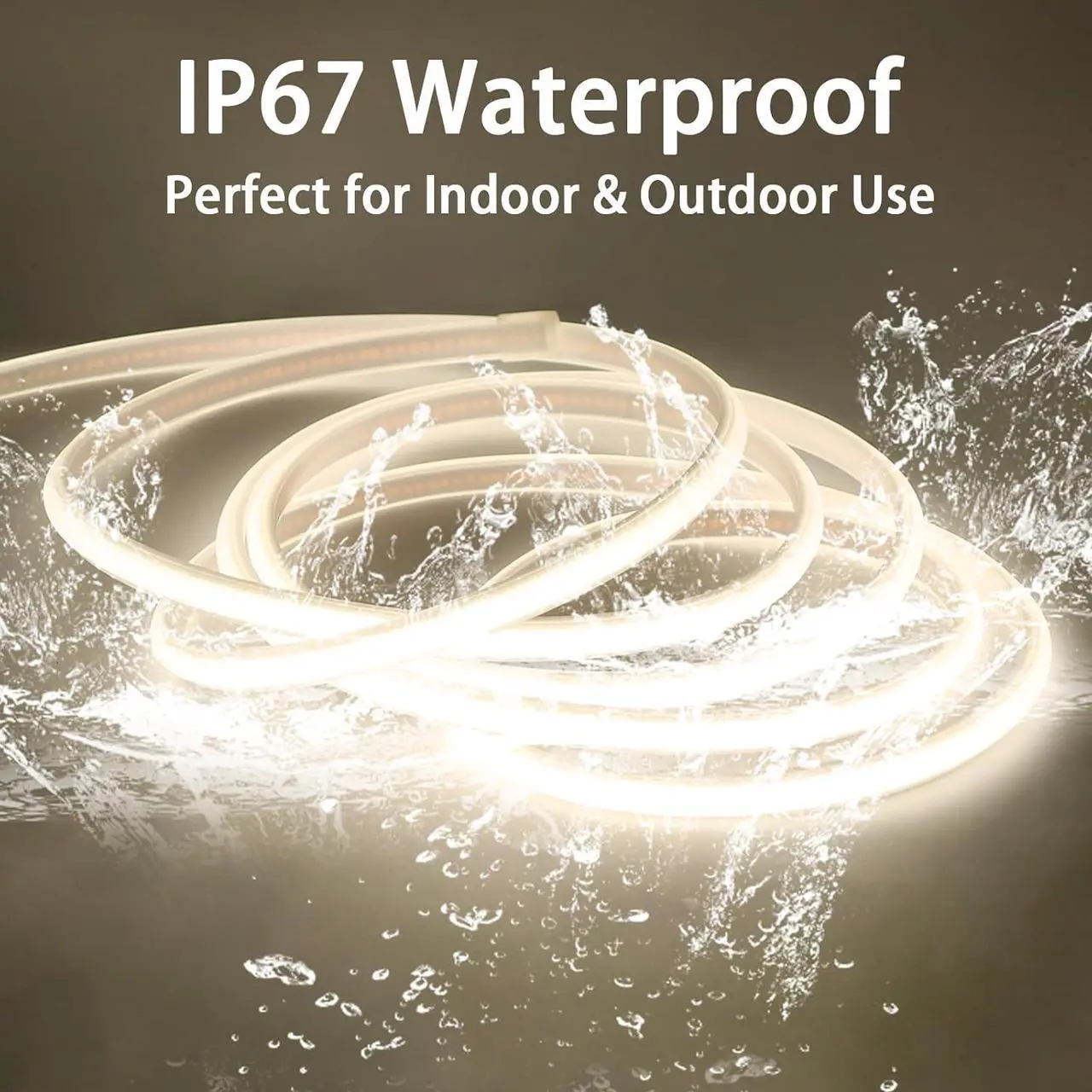 Alt view image 3 of 7 - AC 110V LED Strip Lights IP65 Waterproof LED Strip Lights 16.4feet Cuttable Rope Light Super Bright 320LEDs 4000K White Light with US Plug for Bedroom Ceiling Kitchen Under Cabinet