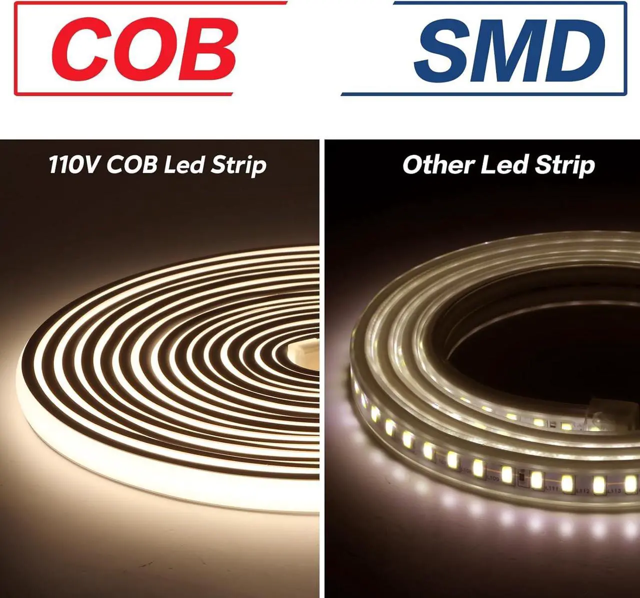Alt view image 7 of 7 - AC 110V LED Strip Lights IP65 Waterproof LED Strip Lights 16.4feet Cuttable Rope Light Super Bright 320LEDs 4000K White Light with US Plug for Bedroom Ceiling Kitchen Under Cabinet