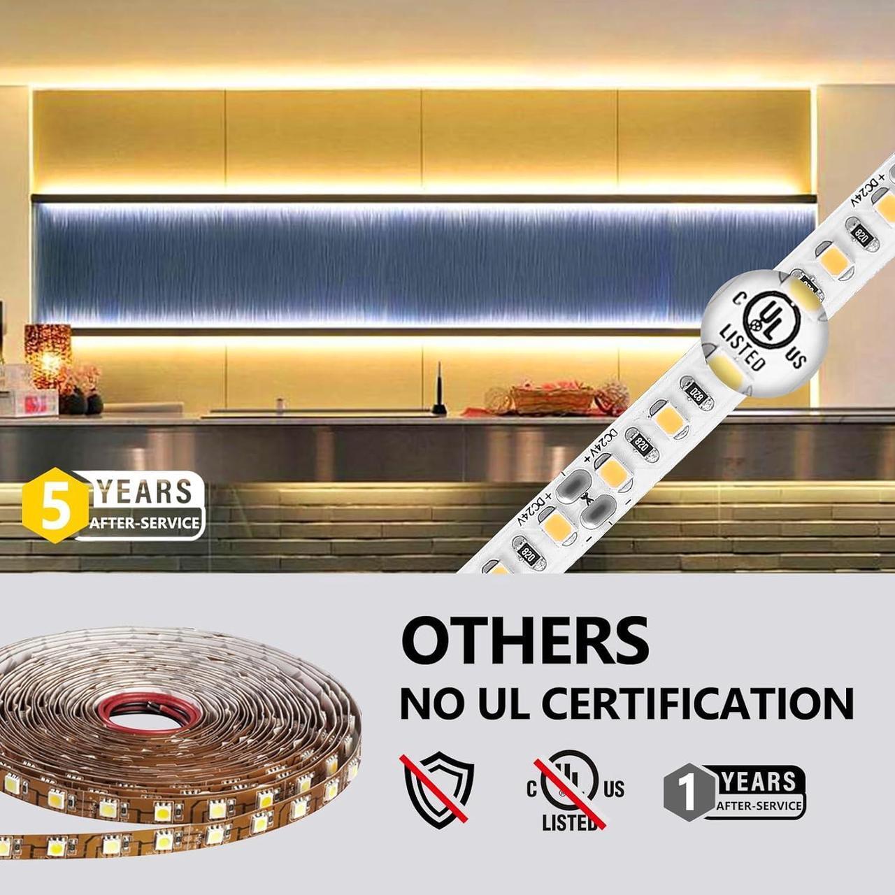 Alt view image 4 of 7 - LED Strip Lights 3000K UL 24V LED Tape Light Warm White Ra 95+ IP30 32.8ft 2.9W/ft 240+Lumens/ft 1200LEDS/Spool UL Listed 5 Year Warranty (Power Supply Sold Separately)