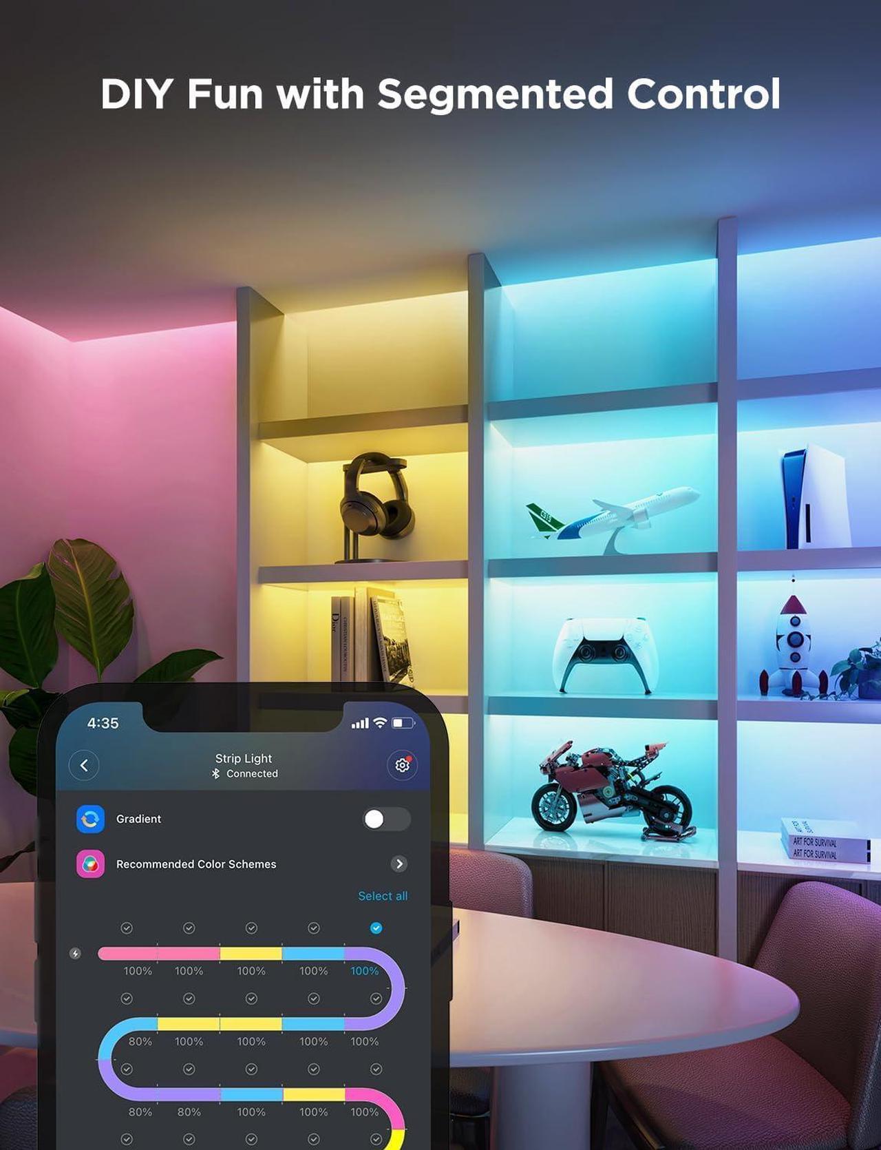 Alt view image 3 of 7 - RGBIC Strip Light 2 Pro with Matter 16.4ft Smart LED Strip Lights Work with Alexa and Google Assistant DIY Color Changing Light Strip LED Lights for Bedroom Cabinet Party Home Decor