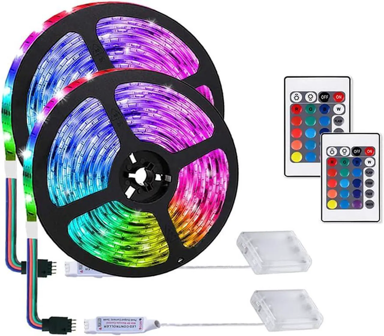 Main image of LED Strip with 24 Keys Remote Control 2m Battery Powered Strip Lights for Party and DIY Decoration 2 Pack