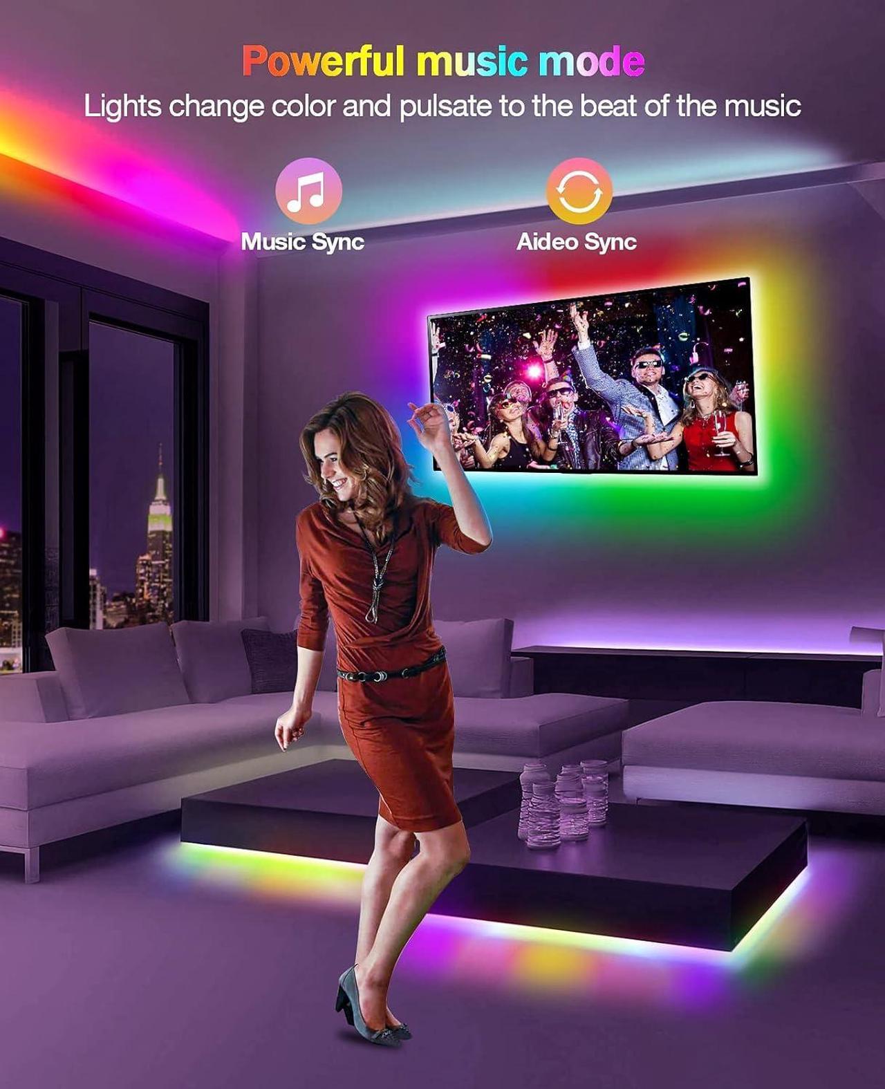 Alt view image 4 of 7 - Led Lights for Bedroom 33ft Led Chasing Effect Dream ICRGB Light Strip USB Smart Light Strips APP Control Music Sync Color Changing Led Strip Lights with Remote for Home christmas Decoration