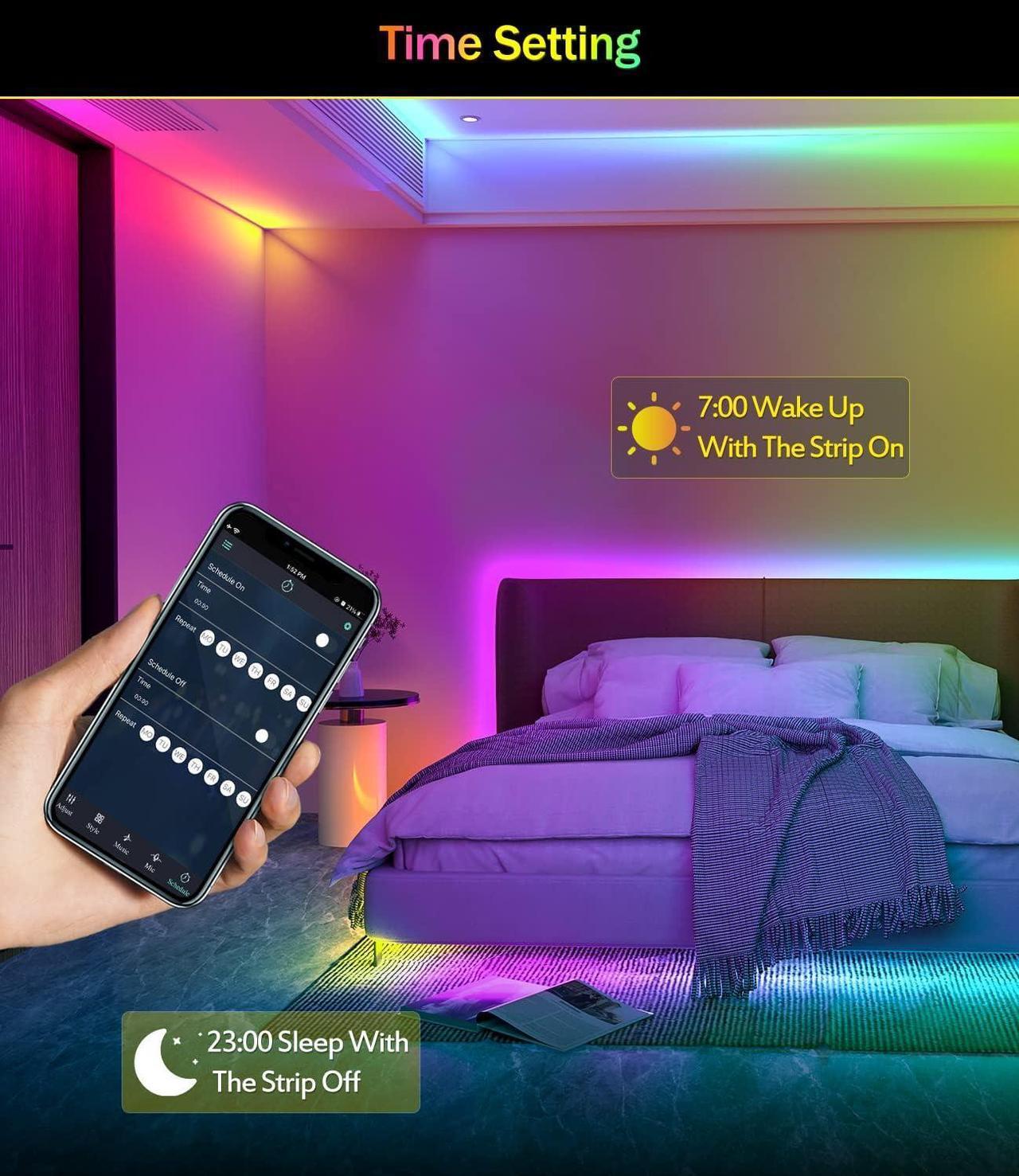 Alt view image 5 of 7 - Led Lights for Bedroom 33ft Led Chasing Effect Dream ICRGB Light Strip USB Smart Light Strips APP Control Music Sync Color Changing Led Strip Lights with Remote for Home christmas Decoration
