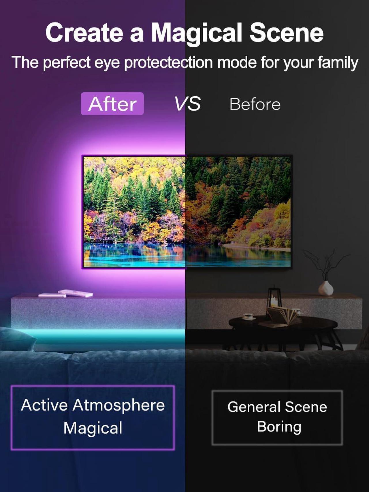 Alt view image 4 of 6 - Led Lights for TV 20ft TV Backlight for 32-80 Inch USB Light Strip with Remote App Control RGB Strip Lights Music Sync Color Changing Led Lights for Bedroom Gaming Accessories