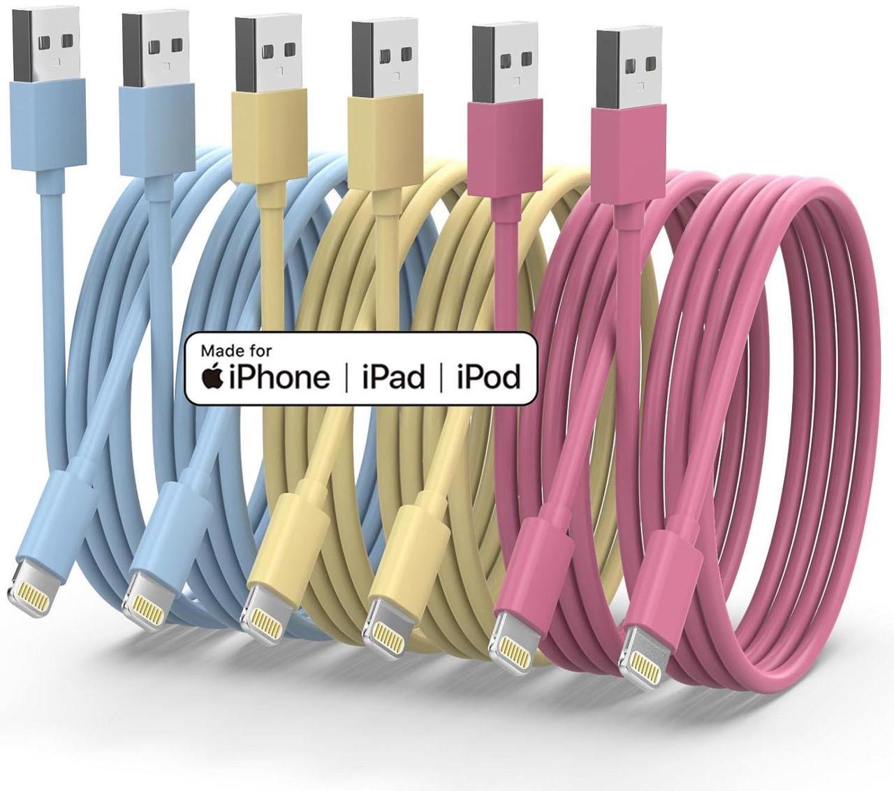 Main image of iPhone Charger [ MFi Certified] 6Pack 3/3/6/6/6/10 FT Lightning Cable iPhone USB Fast Charging Cord Compatible with iPhone 14/13/12/11/Pro Max/SE/XR/XS/X/8/7 Plus AirPods