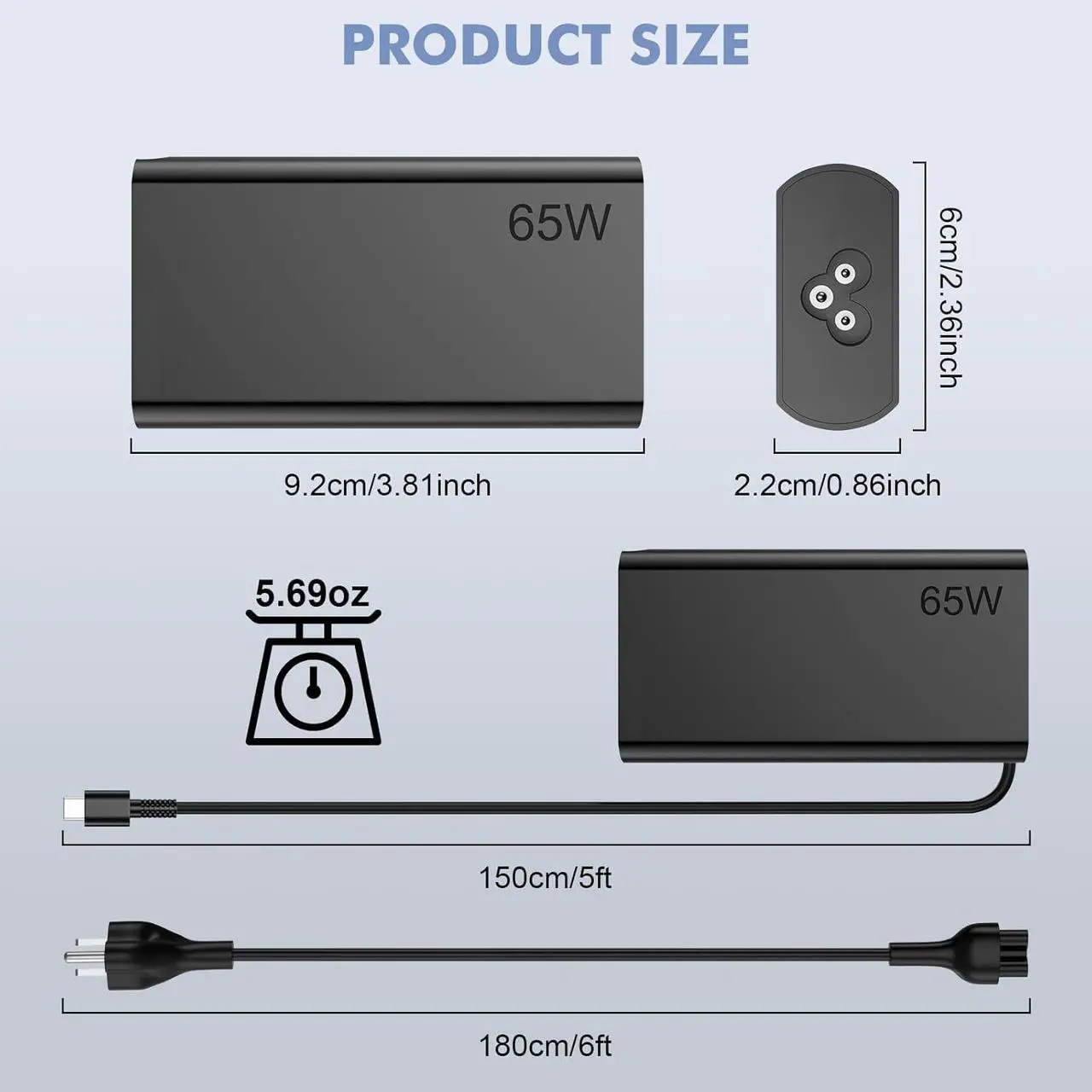 Alt view image 6 of 6 - Slim 65W 45W Replacement for Lenovo thinkpad t14 Charger, Lenovo Laptop Charger USB C Thinkpad, Yoga, Ideapad Flex 5, Chromebook AC Adapter Computer Type C Fast Charging Long Power Cord - 10ft