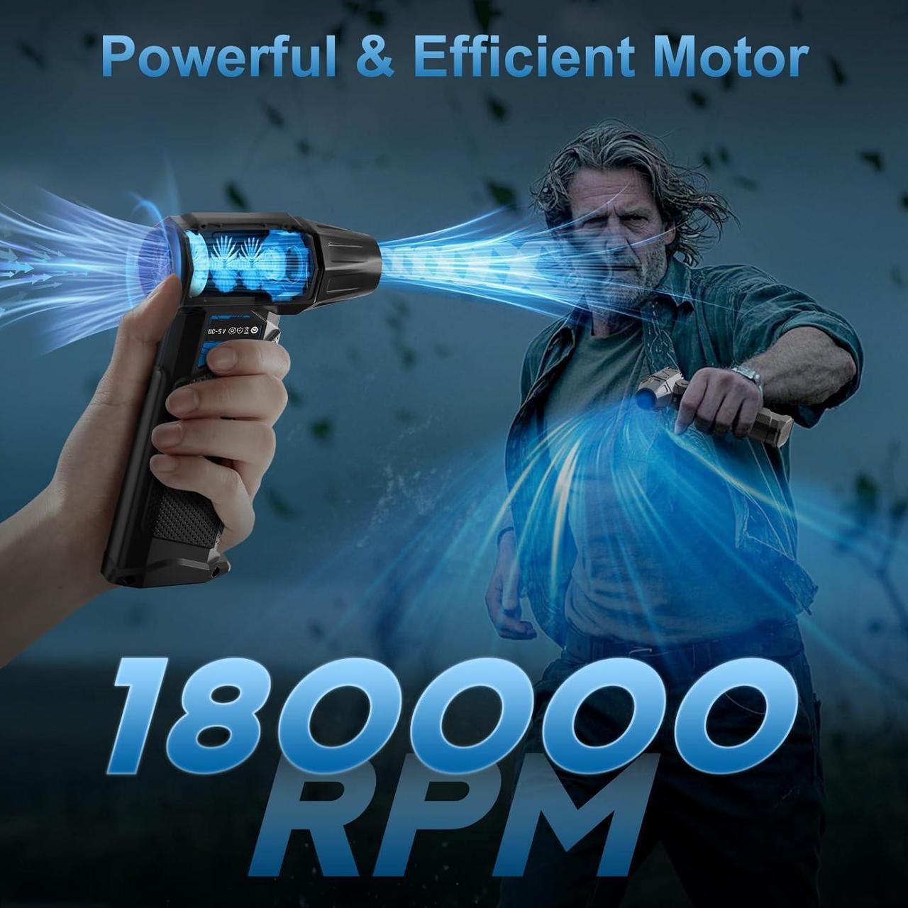 Alt view image 2 of 6 - Compressed Air Duster 180 000 RPM Electric Air Duster Fast Rechargeable Air Blower Replace Compressed Air Can Cordless Air Broom Turbo Jet Air Blower for Keyboard Car PC Dry Cleaning