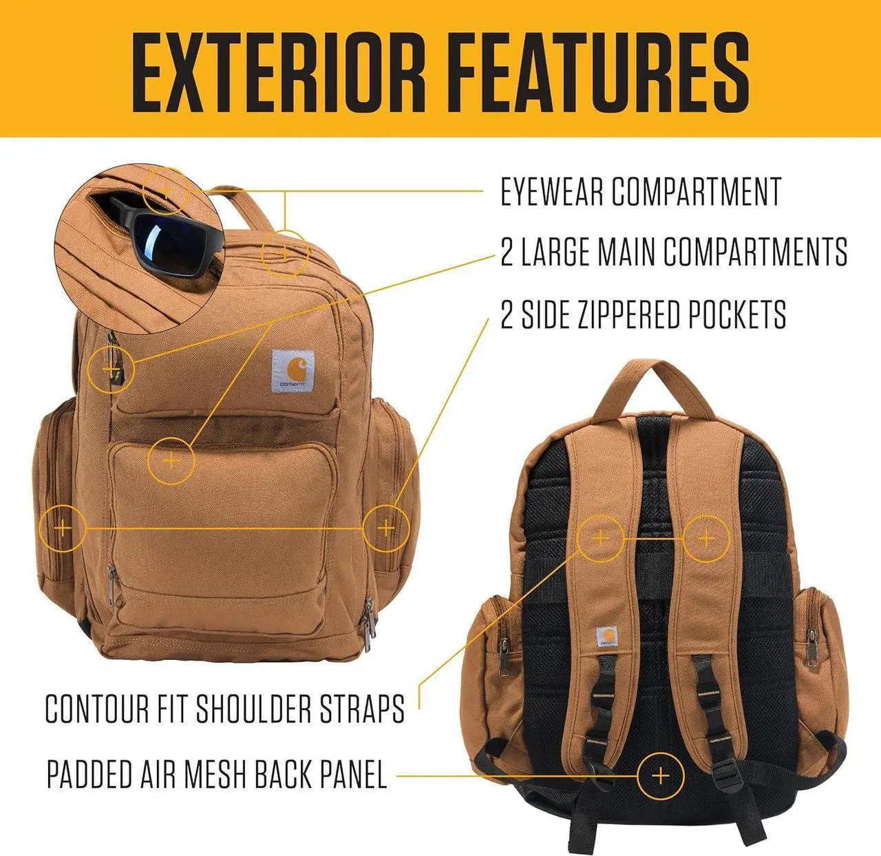 Alt view image 2 of 7 - 35L Backpack Durable Pack with Laptop Sleeve and Duravax Abrasion Resistant Base Everyday Triple Compartment Brown One Size
