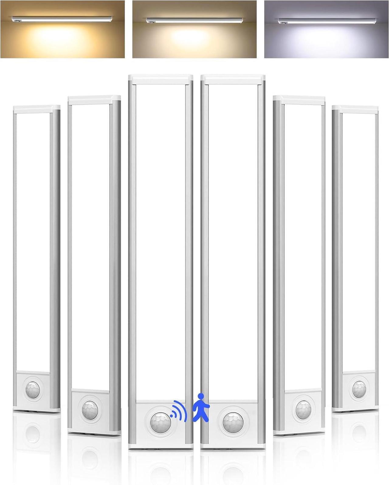 Main image of Under Cabinet Lighting LED Motion Sensor Light Indoor Rechargeable Motion Activated Under Cabinet Lights Battery Operated Dimmable & 3 Color Temps Wireless Under Counter Lights for Kitchen(6Pack)