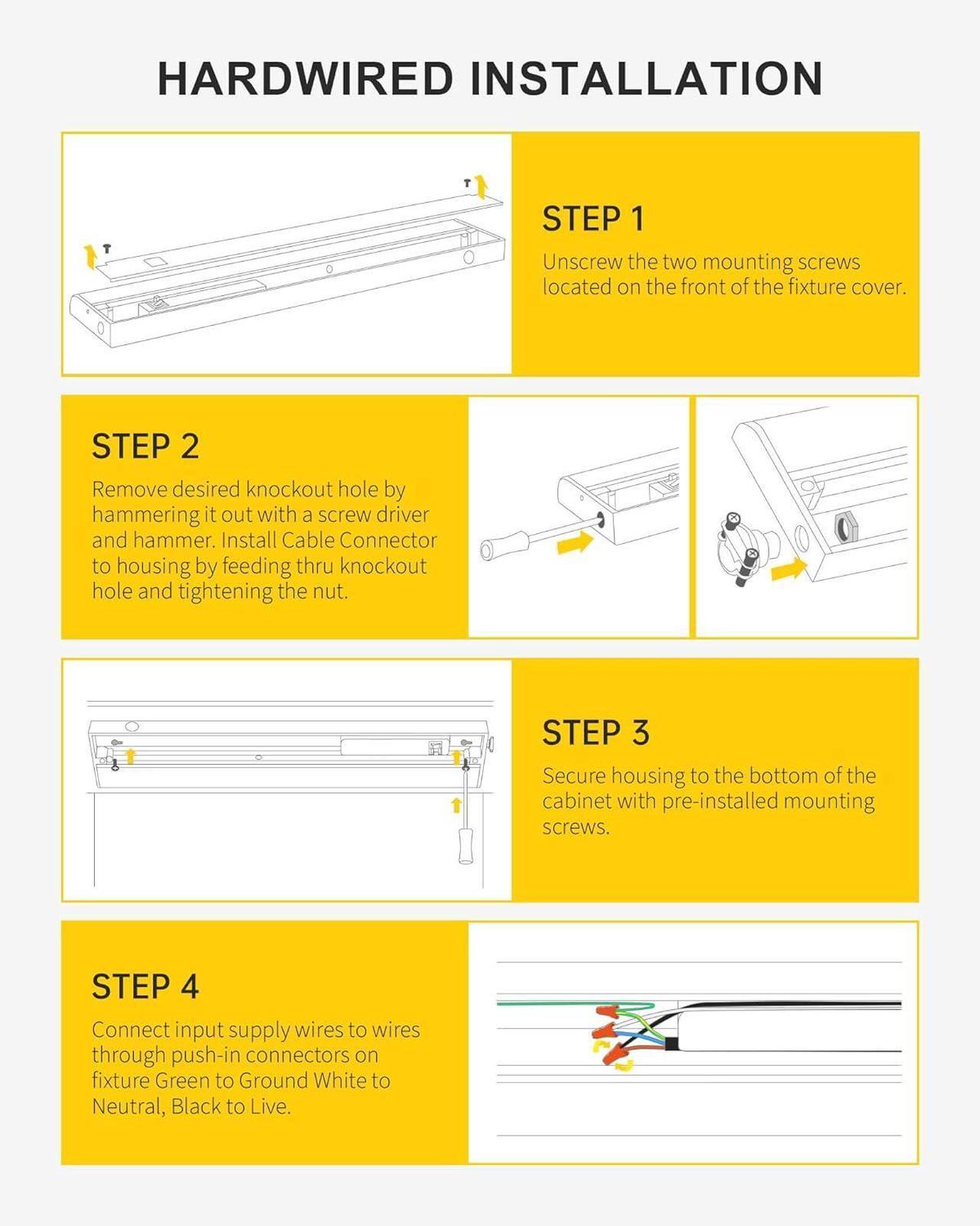 Alt view image 6 of 7 - Hardwired Under Cabinet Lighting 36 inch 3 Color Setting Warm White Cool White Daylight with Triac Dimmable Linkable Under Counter Lights for Kitchen 20W 120V 288 LED 2000Lumen CRI 93