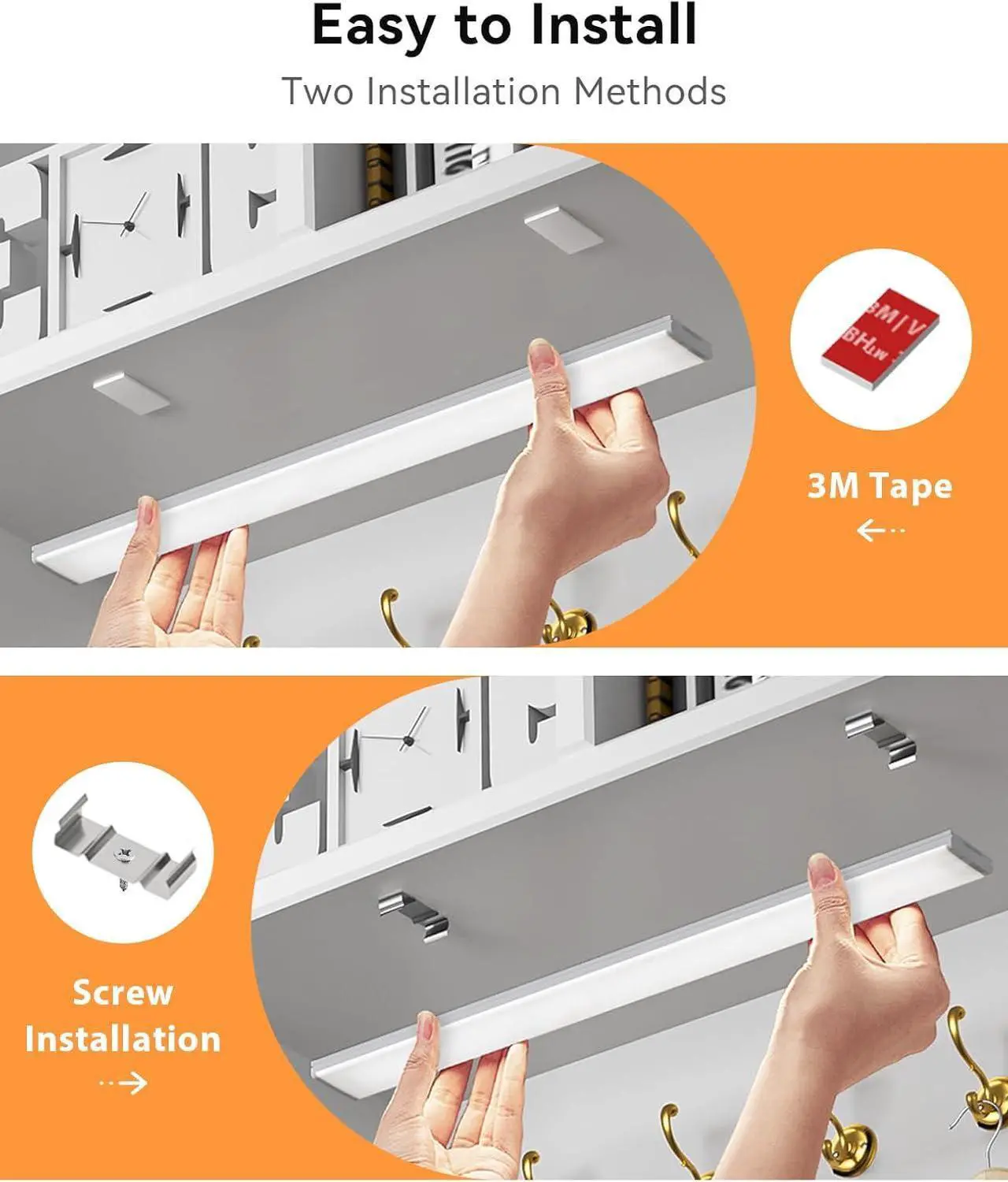 Alt view image 6 of 7 - Under Cabinet Lighting Plug in Led Under Counter Light Bar with Remote Control 12 Inch Closet Light Wired for Kitchen Indoor Fixtures Dimmable 6000K White 3 Pack