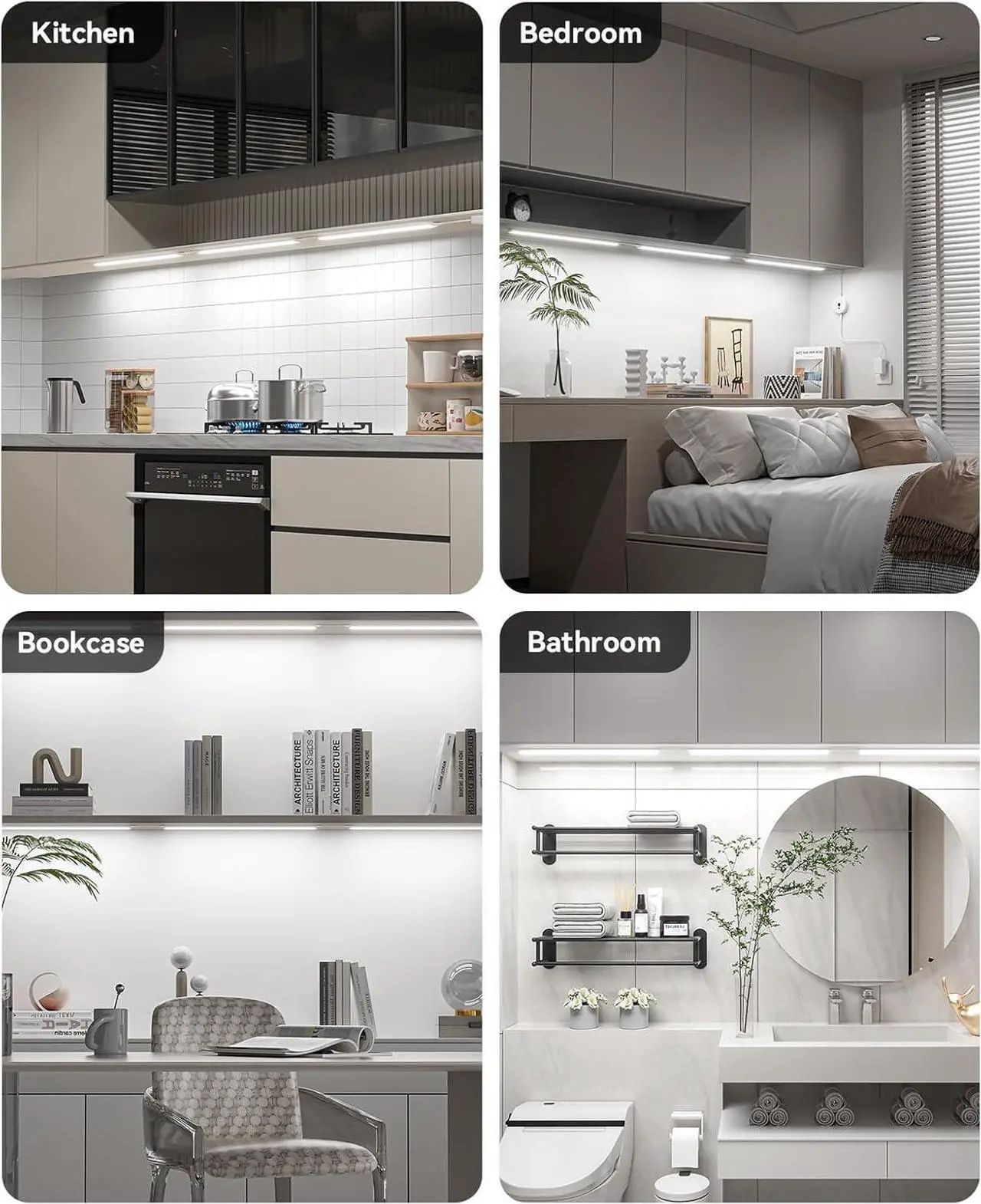 Alt view image 7 of 7 - Under Cabinet Lighting Plug in Led Under Counter Light Bar with Remote Control 12 Inch Closet Light Wired for Kitchen Indoor Fixtures Dimmable 6000K White 3 Pack