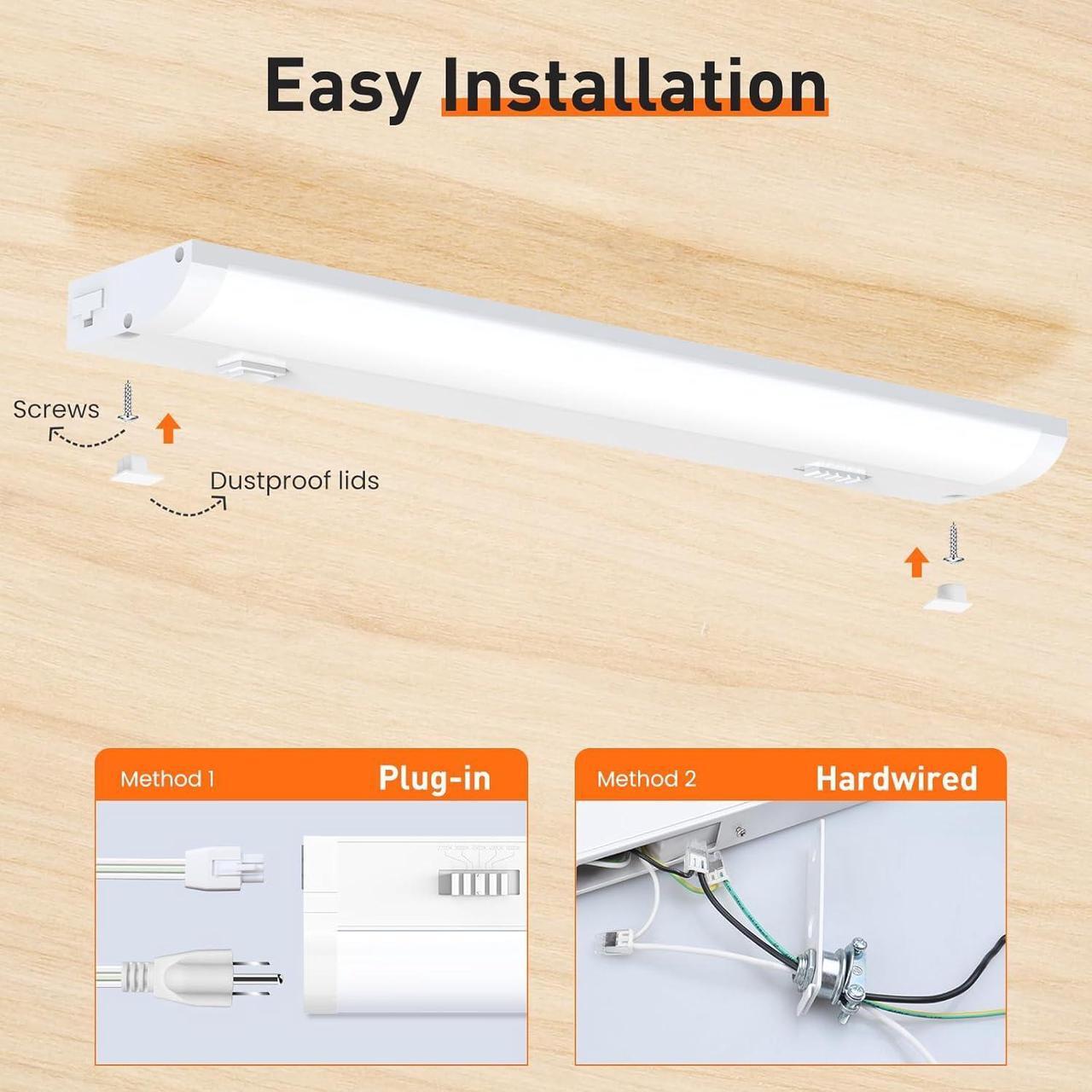 Alt view image 7 of 7 - 18 Inch LED Under Cabinet Lighting Hardwired Plug in 5CCT Color Selectable 2700K/3000K/3500K/4000K/5000K Dimmable 10W 850LM High Brightness Linkable Under Counter Lights for Kitchen