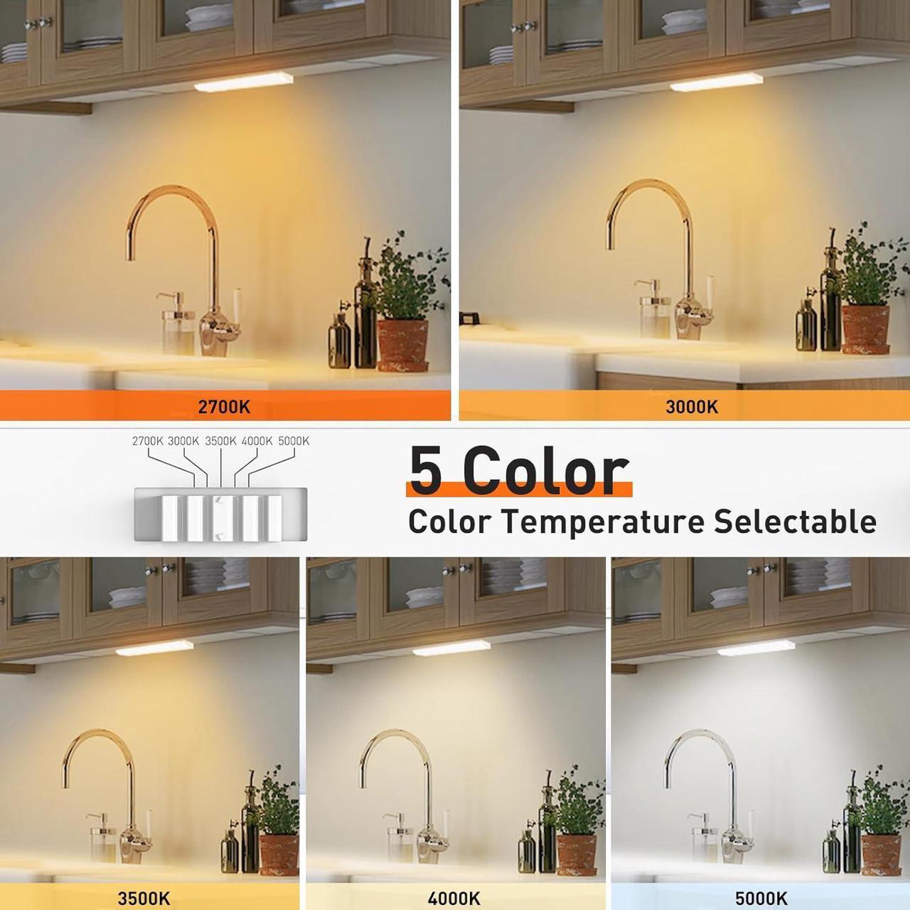 Alt view image 4 of 7 - 18 Inch LED Under Cabinet Lighting Hardwired Plug in 5CCT Color Selectable 2700K/3000K/3500K/4000K/5000K Dimmable 10W 850LM High Brightness Linkable Under Counter Lights for Kitchen