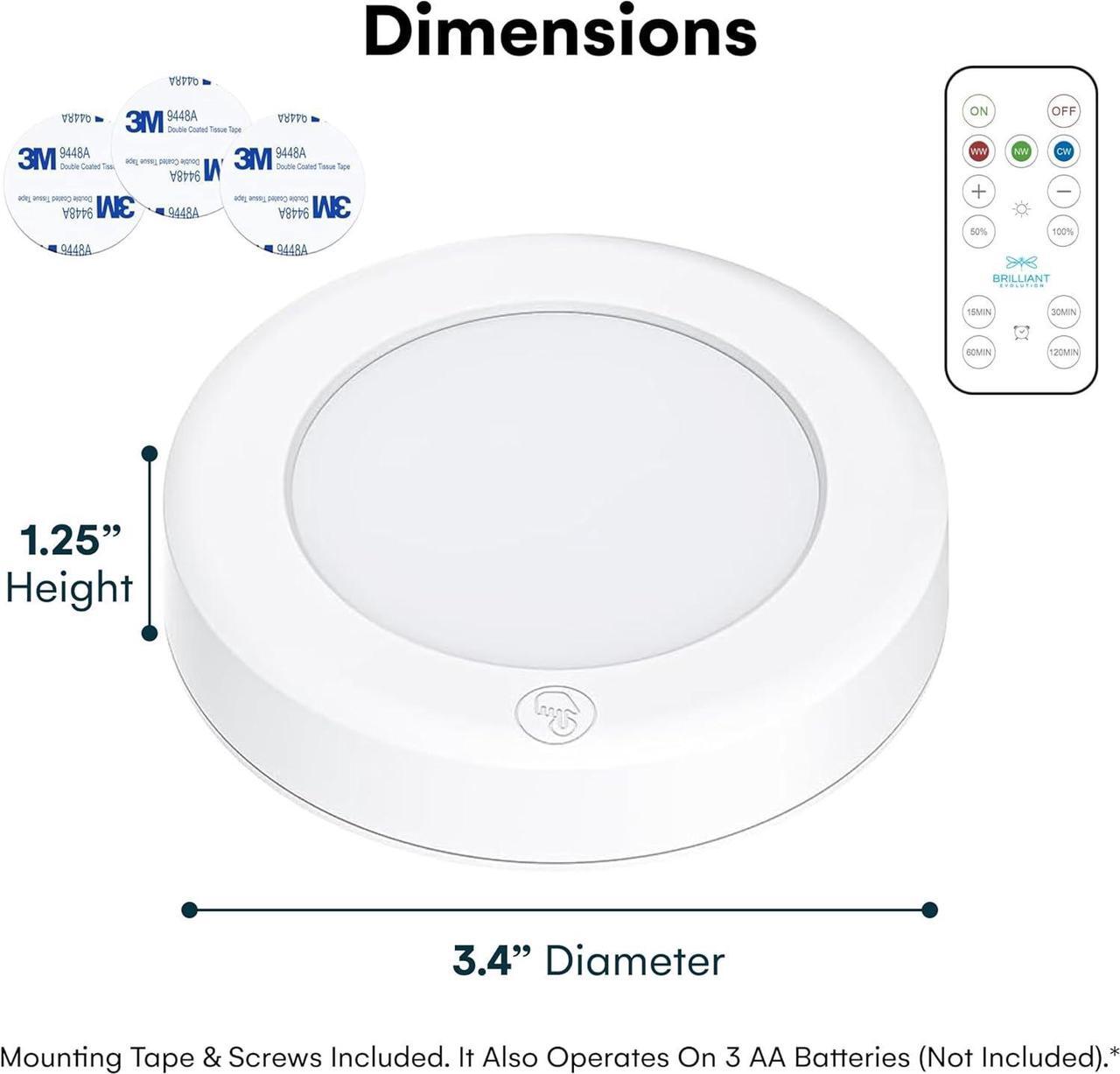 Alt view image 3 of 7 - Wireless LED Puck Light 3 Pack | Works With Remote Control | Under Cabinet  Closet Light | Battery Powered | Under Counter Lighting | Stick On Lights