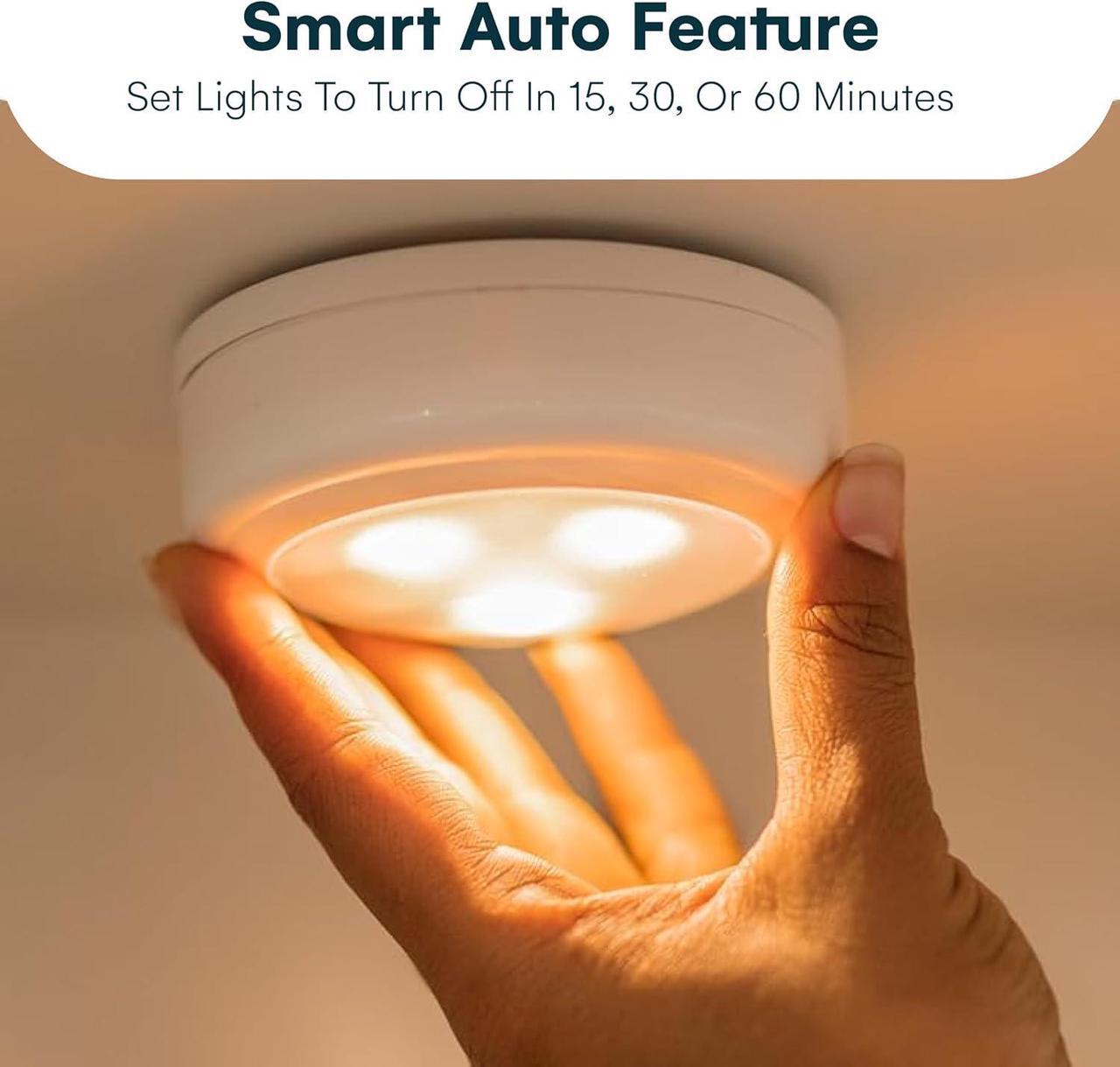 Alt view image 4 of 7 - Wireless LED Puck Light 3 Pack | Works With Remote Control | Under Cabinet  Closet Light | Battery Powered | Under Counter Lighting | Stick On Lights