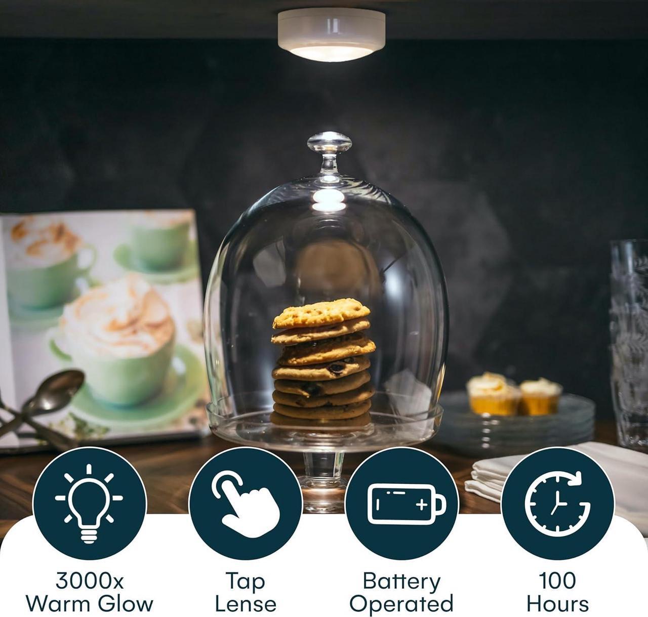 Alt view image 5 of 7 - Wireless LED Puck Light 3 Pack | Works With Remote Control | Under Cabinet  Closet Light | Battery Powered | Under Counter Lighting | Stick On Lights
