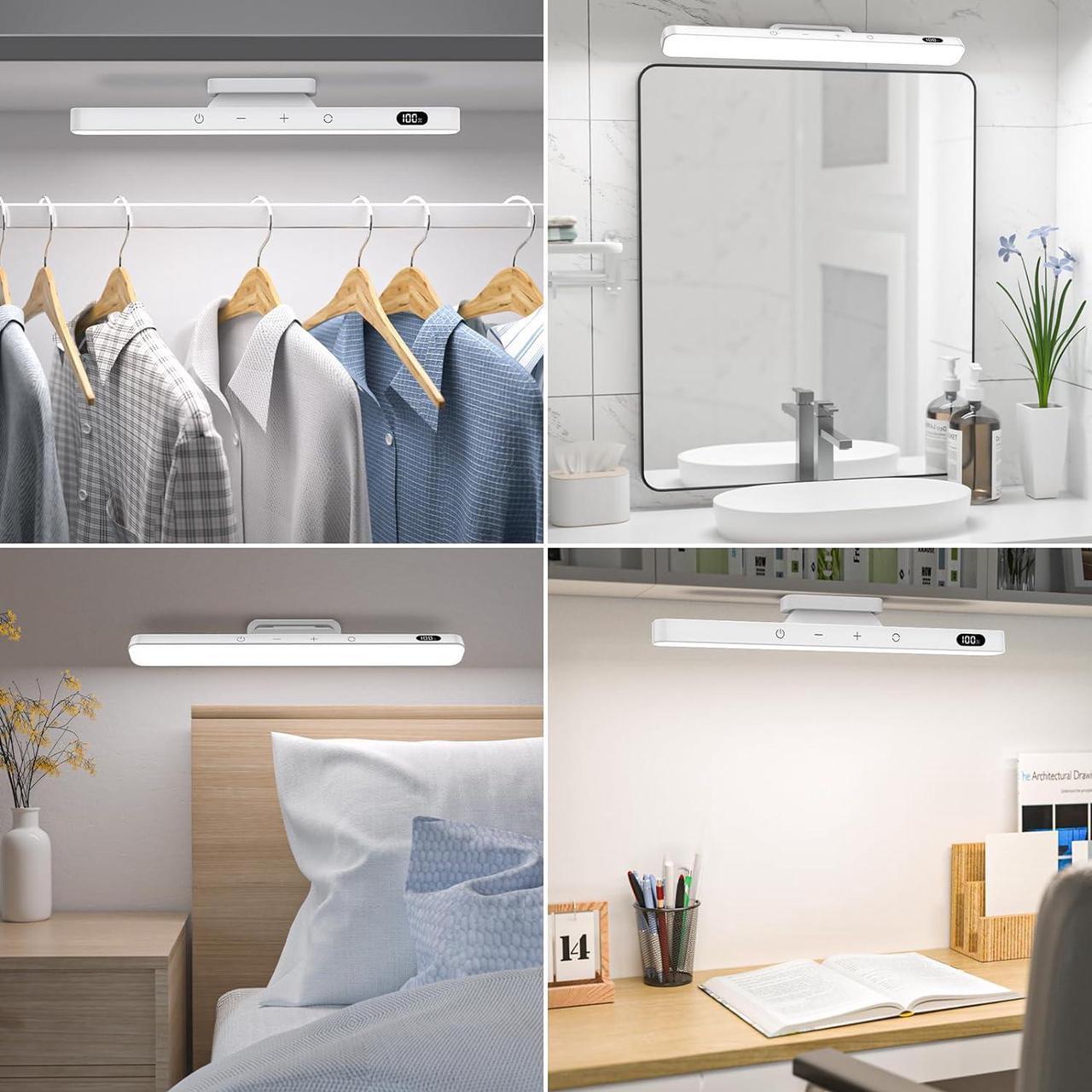 Alt view image 4 of 6 - 3W Rechargeable Light Bar Touch Adjustable 3 Colors 120 LED Mirror Lights Magnetic for Cabinets Makeup Battery Stick On for Closet Kitchen Bedroom Bathroom Wall