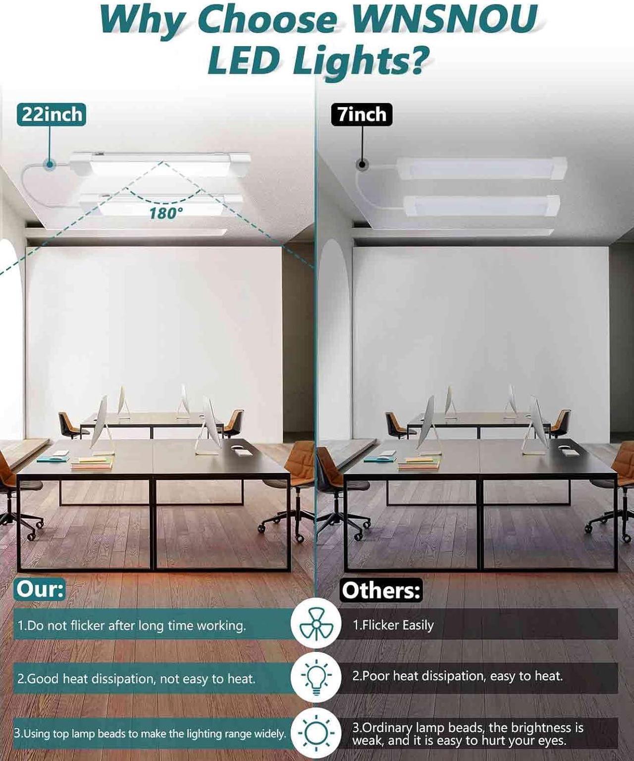 Alt view image 5 of 7 - LED Tube Light Fixture with Plug 1.4FT 1800LM 5000K Utility Shop Light Linkable Cabinet Light for Garage Kitchen Bathroom Closet Office - 1.4Ft Triproof White