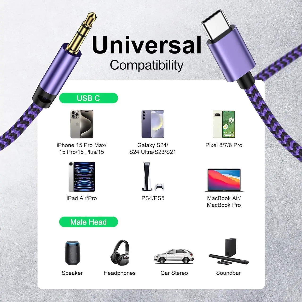 Alt view image 6 of 7 - S24 Ultra USB C to 3.5mm Aux Cable 3FT Type C to Headphone Male Cord Car Stereo Audio Jack Adapter Dongle Cable for Galaxy S25 S24 A16 A15 A55 A35 A54 A14 A13 S23 Ultra Pixel 9 8 Pro iPhone 16