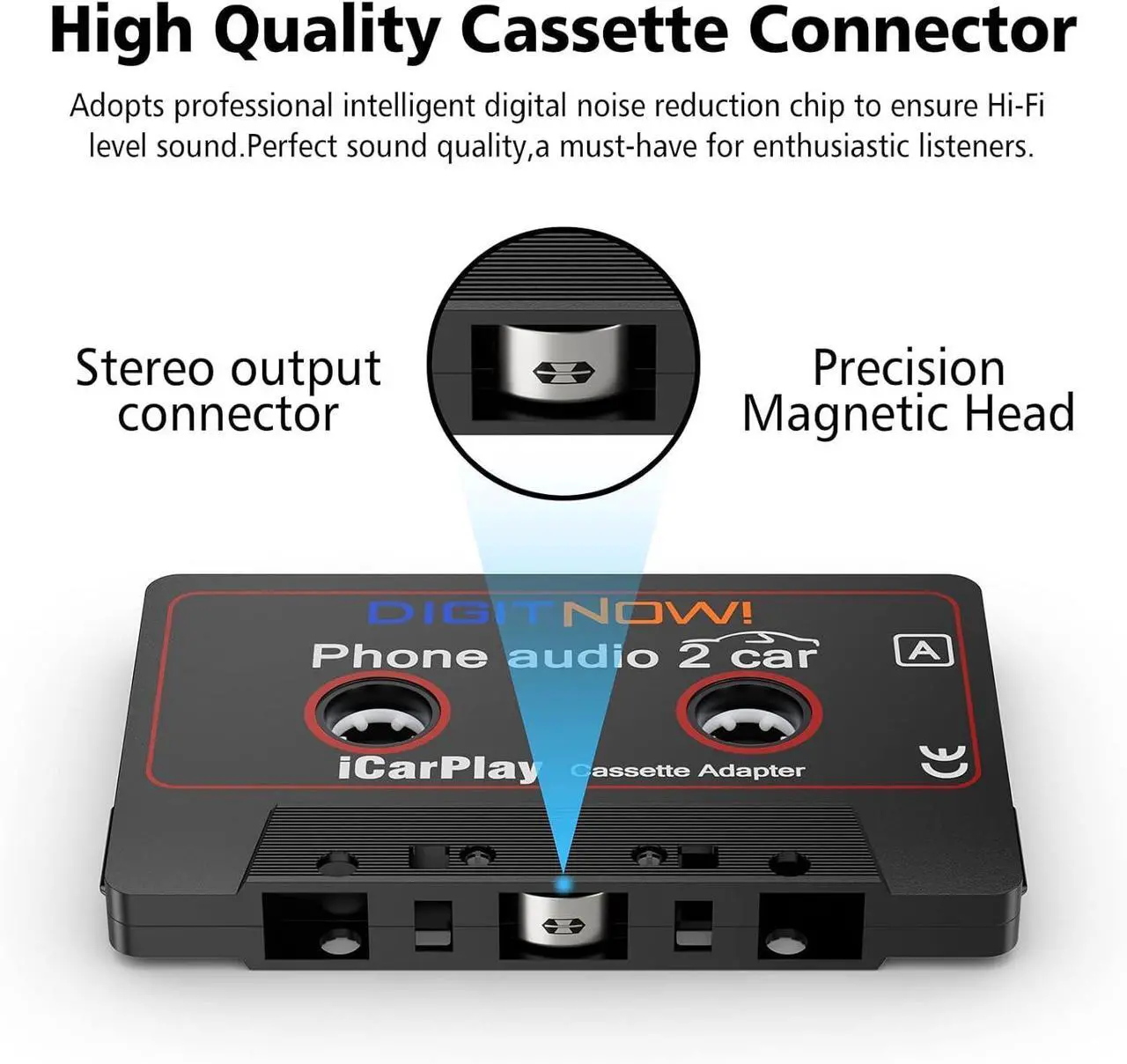 Alt view image 3 of 7 - Car Audio Cassette to Aux Adapter 3.5MM Aux Audio Cable Tape Player for Smartphone/MP3 Player/CD Player 3.7Ft Cable(Black)
