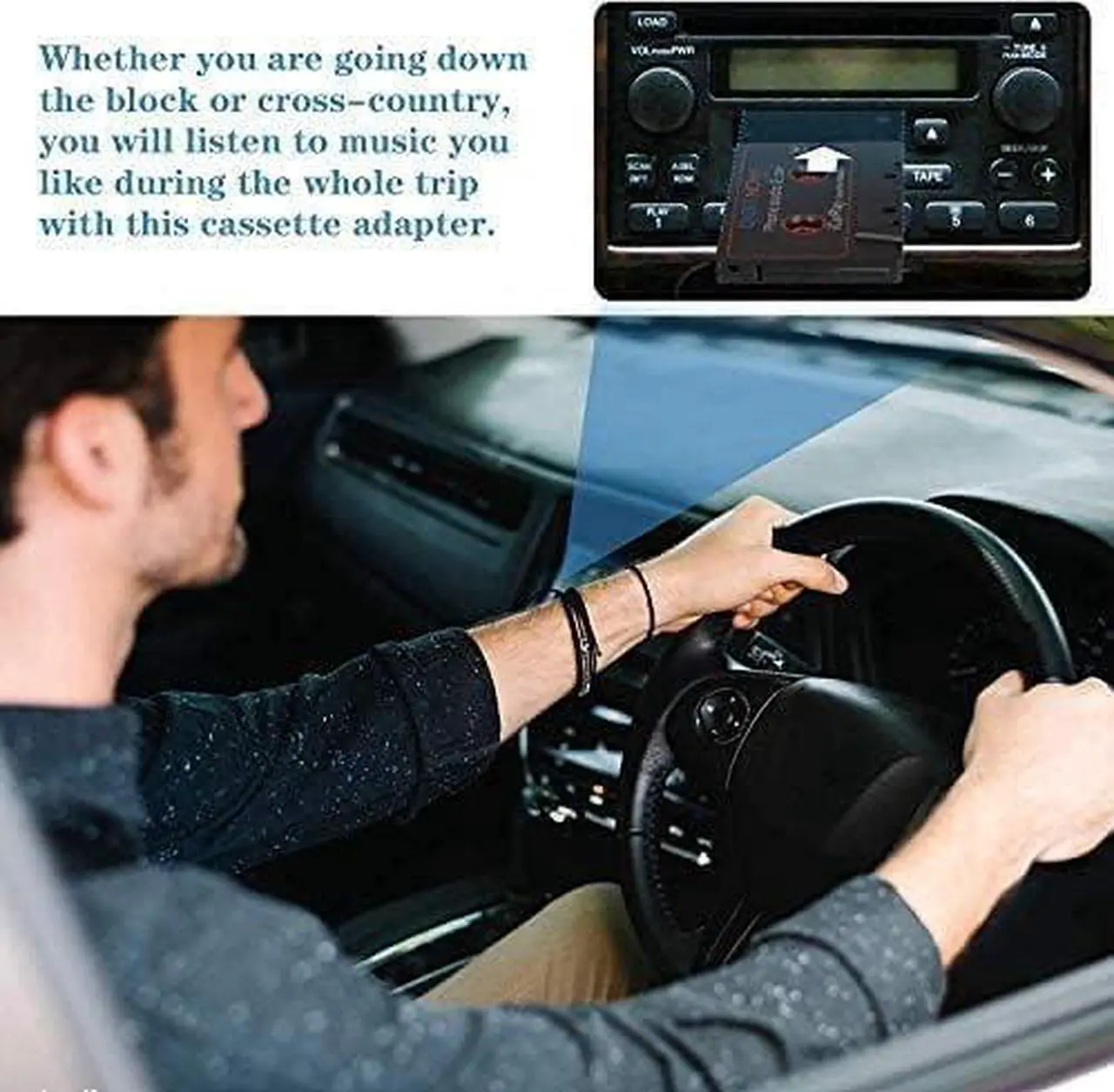 Alt view image 7 of 7 - Car Audio Cassette to Aux Adapter 3.5MM Aux Audio Cable Tape Player for Smartphone/MP3 Player/CD Player 3.7Ft Cable(Black)