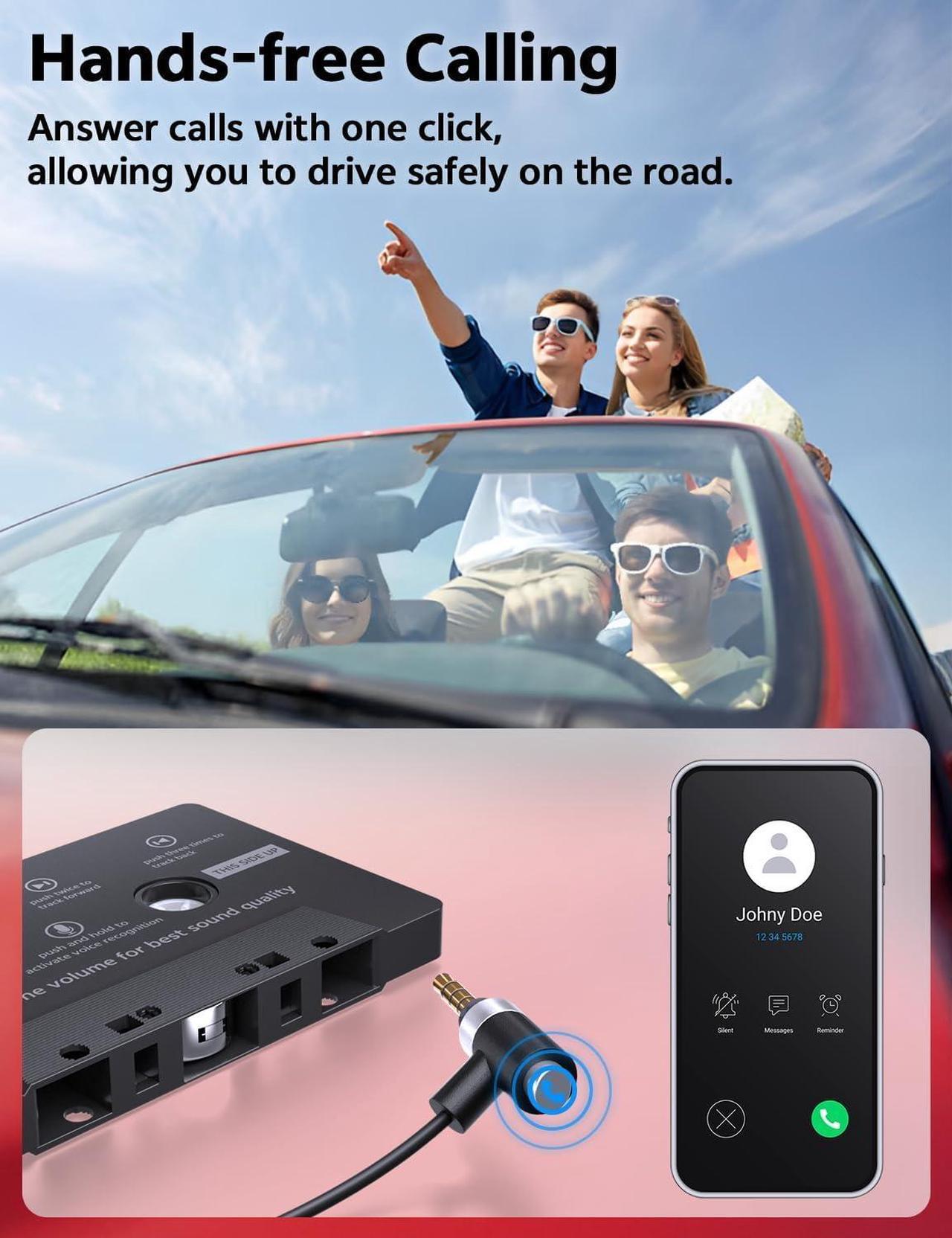 Alt view image 2 of 6 - Car Cassette AUX Adapter with Hands-Free Calling  Great for Old Car Stereo  Compatible with Smartphones and MP3 Players