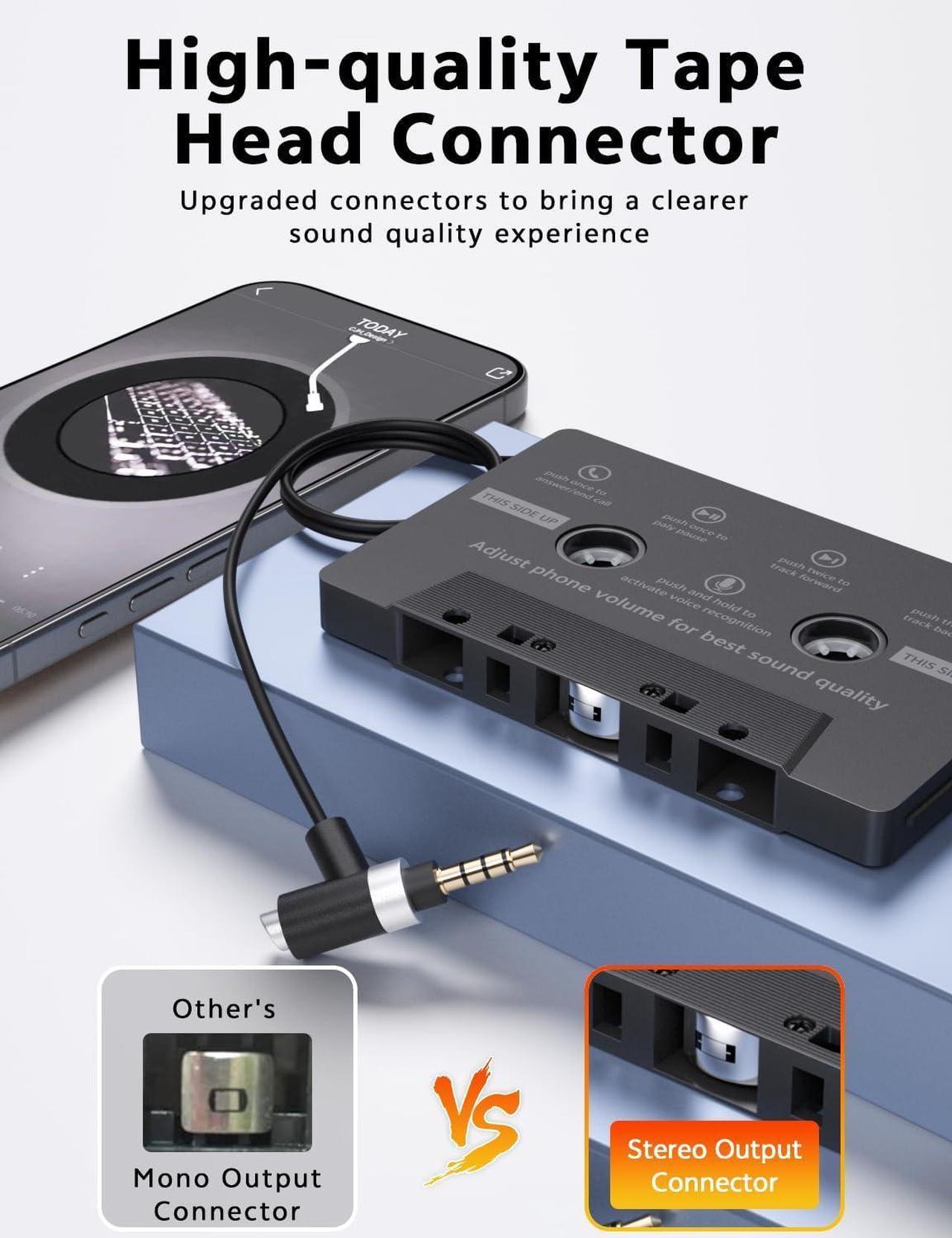 Alt view image 3 of 6 - Car Cassette AUX Adapter with Hands-Free Calling  Great for Old Car Stereo  Compatible with Smartphones and MP3 Players
