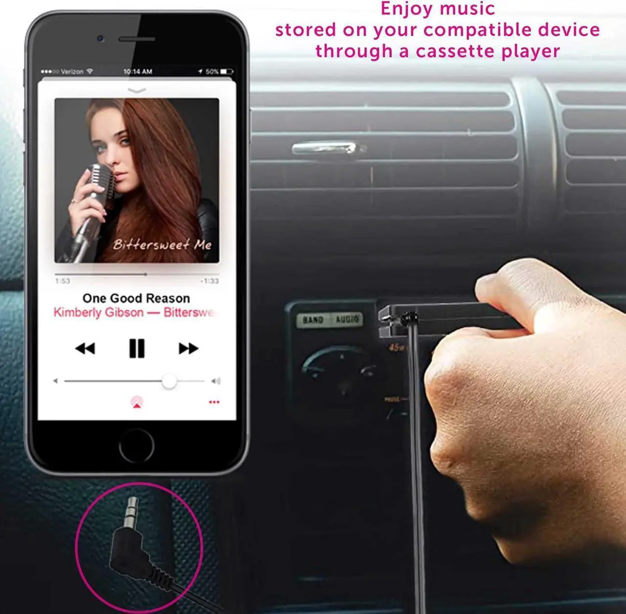 Alt view image 4 of 6 - Premium Audio Cassette Receiver Premium Car Audio Universal 3.5mm Audio Jack or AUX-in Port Supports Phones/Tablets/Stereo/Headphones/Hi-Fi/Portable Speaker 3 Foot Cable Length