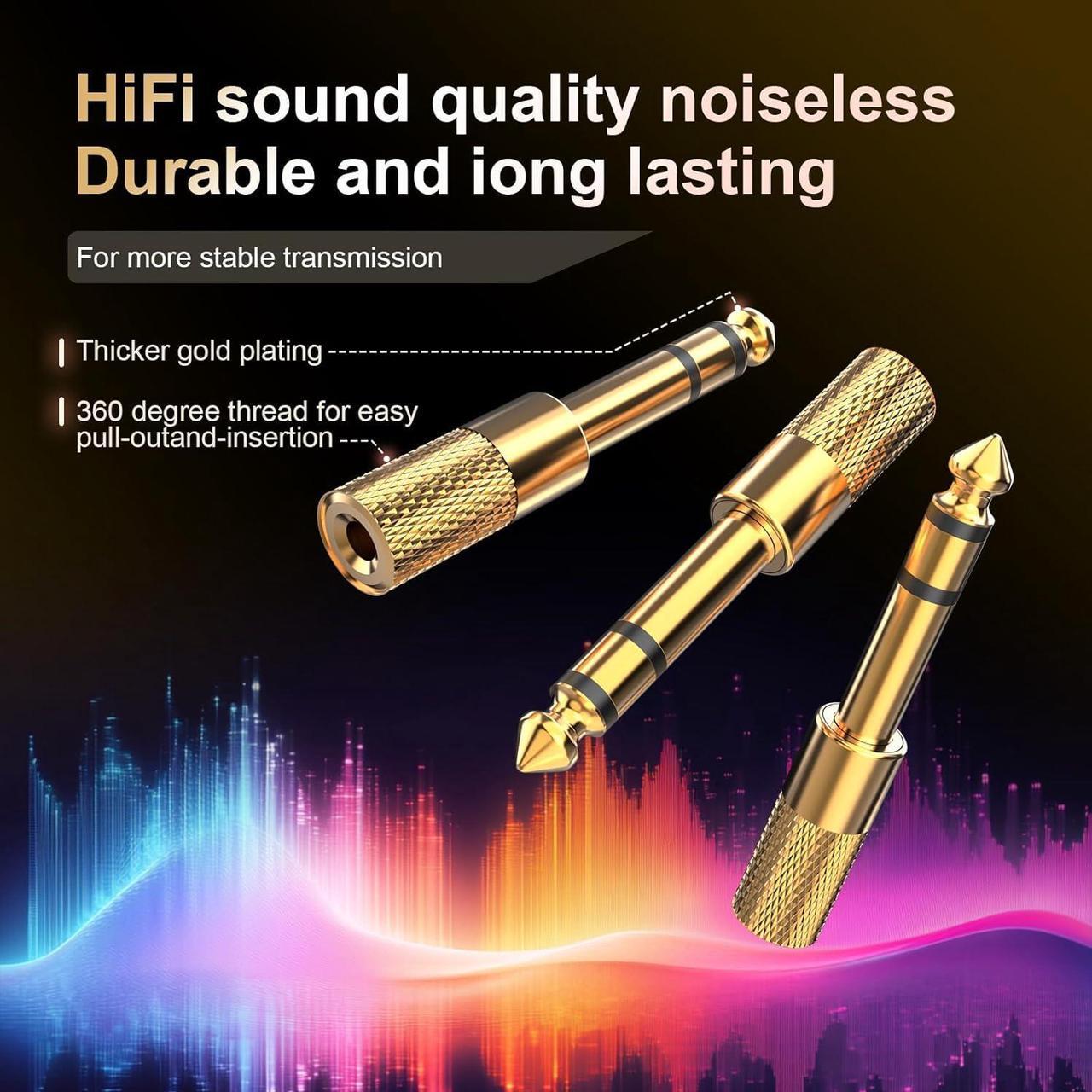 Alt view image 4 of 7 - 3-Pack 6.35mm Male to 3.5mm Female (1/4 in to 1/8 in) Stereo Headphone Adapter Audios Jack Adapter Thickened Gold Plated Hi-Fi for Auxiliary Cables Amplifiers Guitars Digital Pianos.