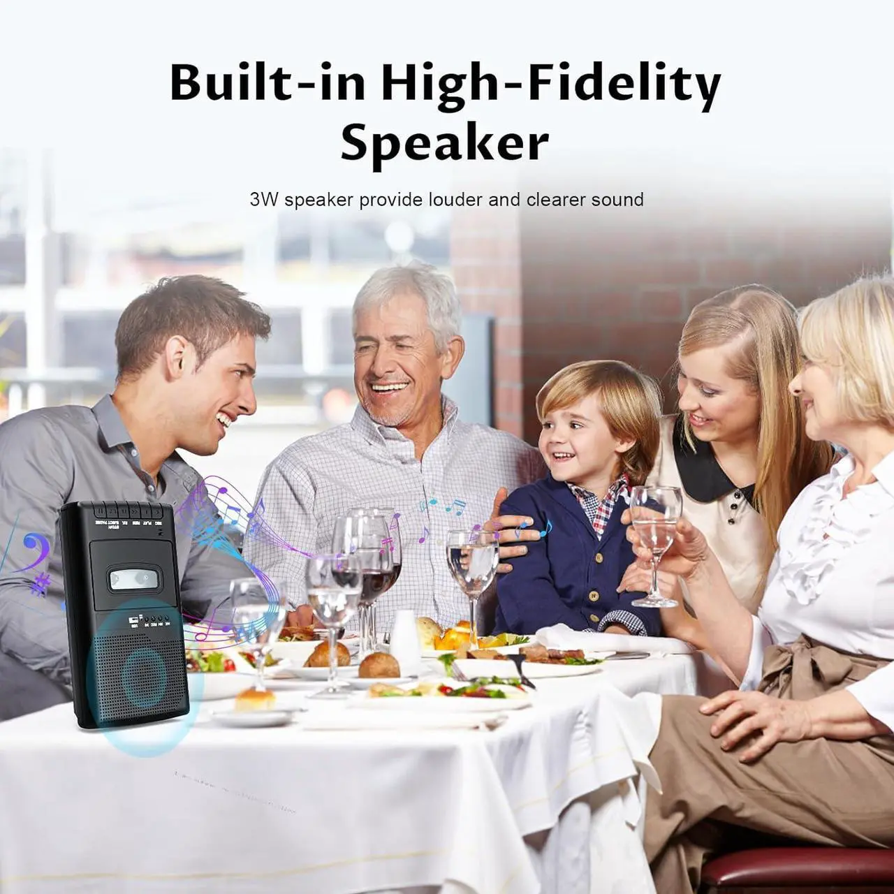 Alt view image 4 of 6 - Retro Cassette Player Recorder with Independent Microphone Cassette USB Digital Converter with Reverse Recording Portable Tape USB Audio Player with Earphone Retractable Handle
