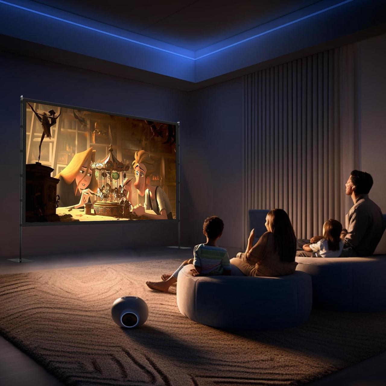 Alt view image 3 of 5 - Outdoor Projector Screen with Stand - 120 inch Portable Projector Screens Indoor Outdoor Projector Screen 16:9 4K HD Outdoor Movie Screen with Carry Bag Enioy Home Theater Projection Screen.