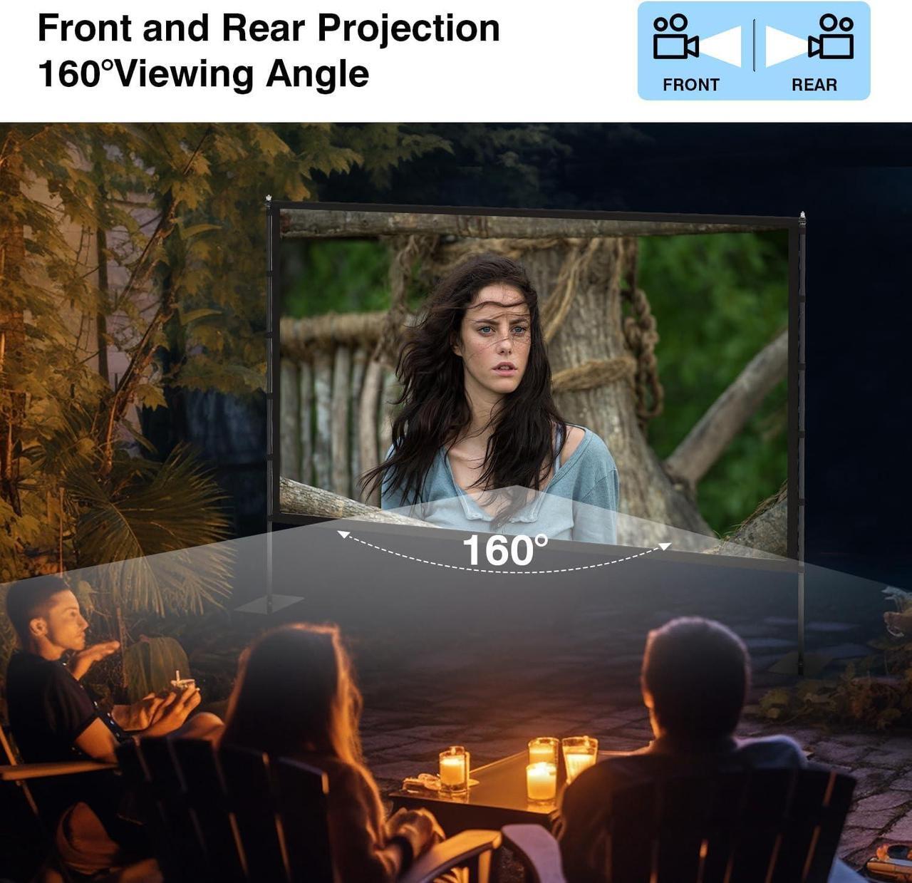 Alt view image 5 of 5 - Outdoor Projector Screen with Stand - 120 inch Portable Projector Screens Indoor Outdoor Projector Screen 16:9 4K HD Outdoor Movie Screen with Carry Bag Enioy Home Theater Projection Screen.