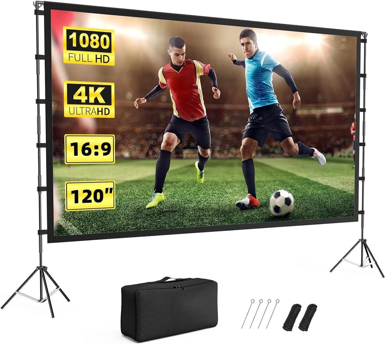 Main image of Projector Screen Outdoor Projector Screen with Stand Portable 120 Foldable ProjectorScreen 10 Feet Indoor Movie-Screen with Carrying Bag for Home Theater Backyard Movie Night