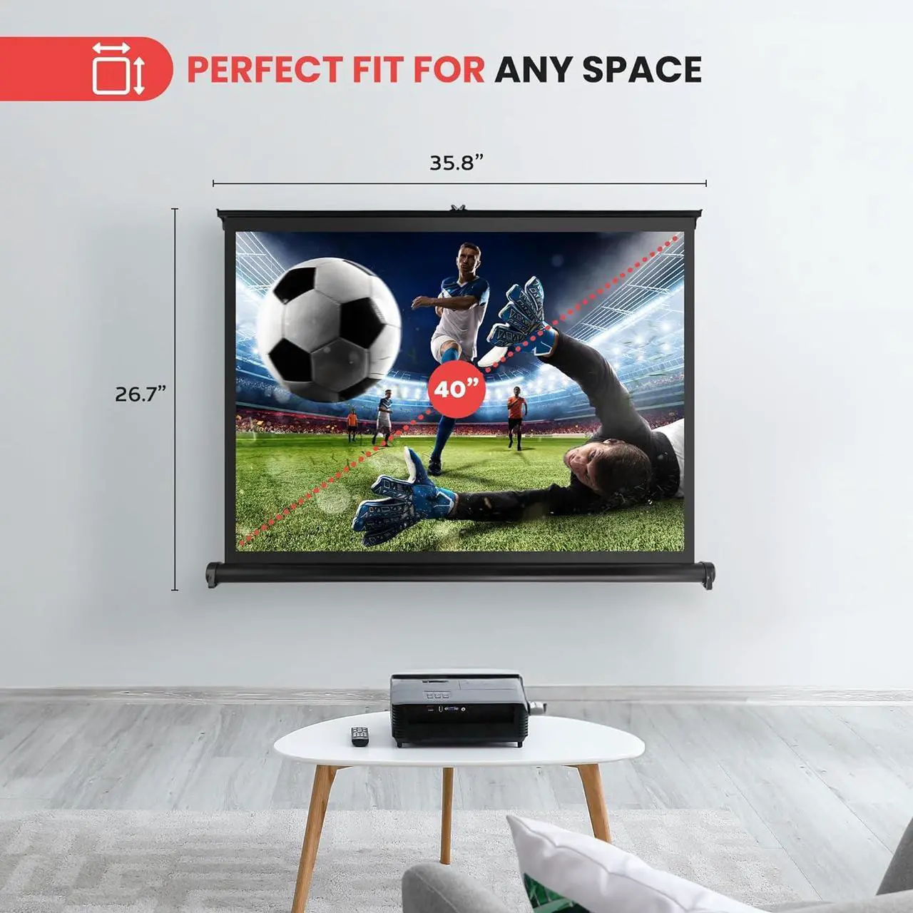 Alt view image 3 of 7 - Portable Projector Screen - Mobile Projection Screen Stand Lightweight Carry & Durable Easy Pull Out System for Schools Meeting Conference Indoor Outdoor Use 40 Inch (PRJTP46) White