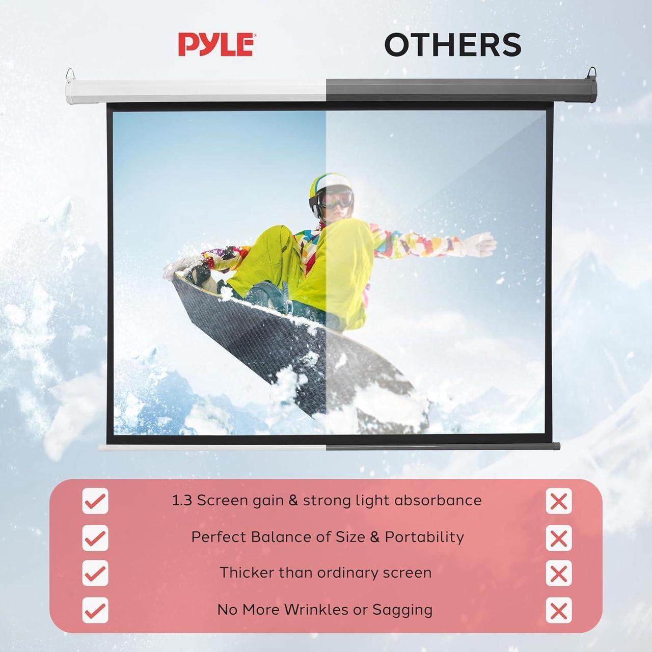 Alt view image 7 of 7 - 72 Portable Motorized Matte White Projector Screen - Automatic Projection Display with Wall/Ceiling Mount Remote and Case - for Home Movie Theater Slide/Video Showing - PRJELMT76