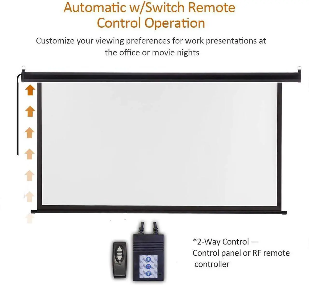 Alt view image 3 of 7 - Motorized Projector Screen 100 inch 16:9 HD Diagonal Indoor and Outdoor Movie Screen with Remote Control for Family Home Office Theater Black