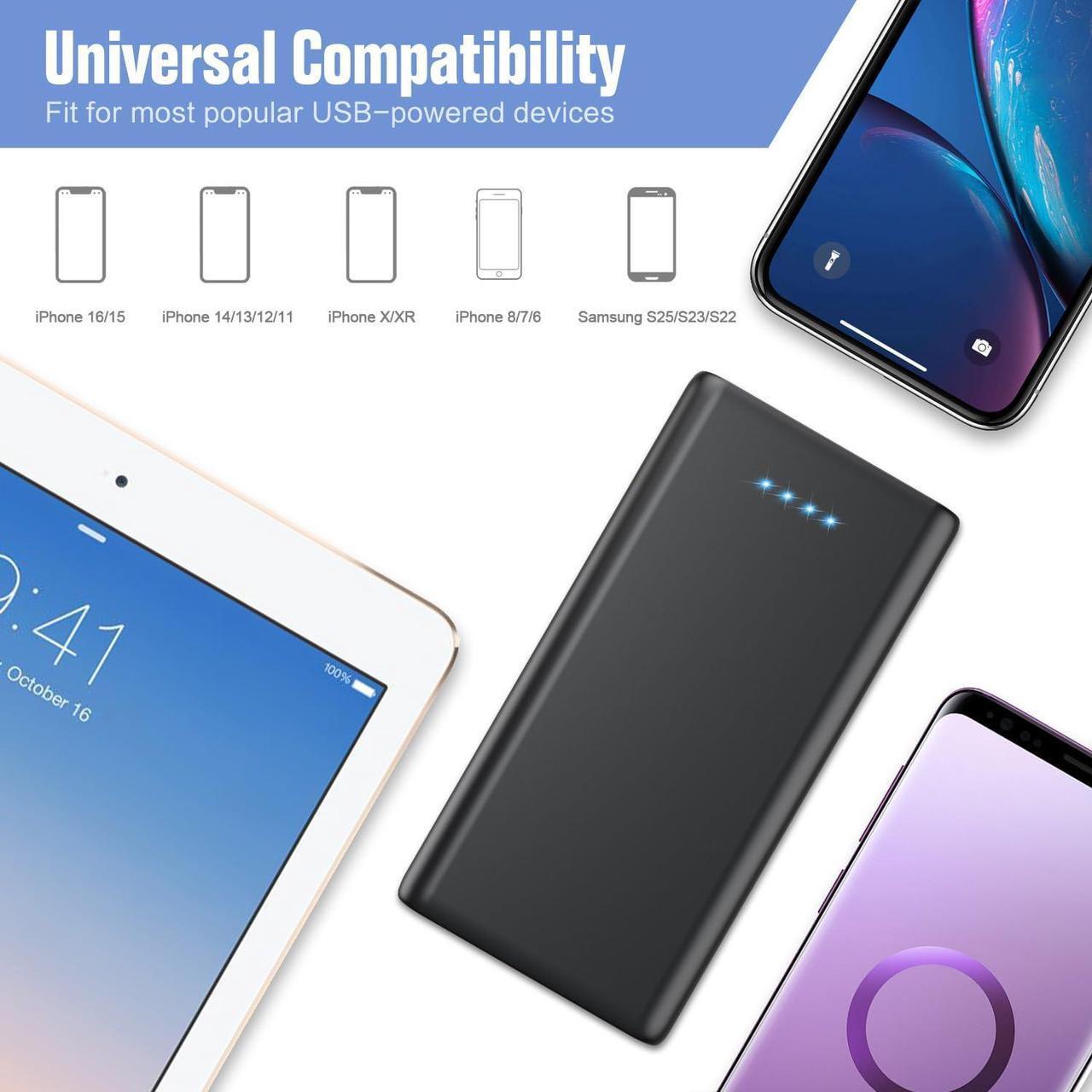 Alt view image 2 of 7 - Portable Charger Power Bank 25 800mAh 5V/3A USB C in&Out Fast Phone Charging with Intelligent Smart IC 3 USB Port External Cell Phone Battery Pack Compatible with iPhone 16 15 14  Android etc