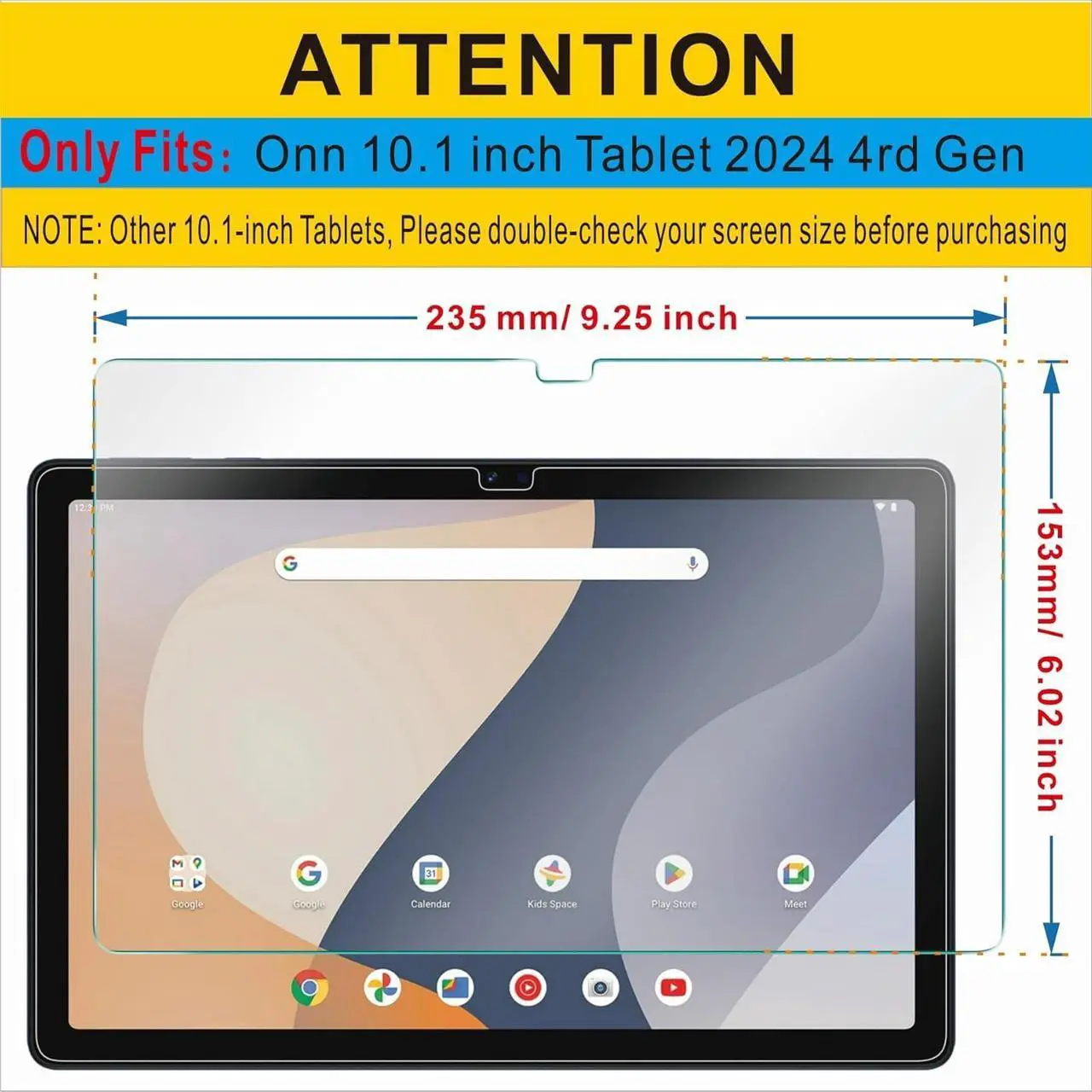 Alt view image 2 of 6 - 2-Pack Screen Protector for Onn 10.1 inch Tablet 2024 4rd Gen Tempered Glass Film [235 * 153mm/ 9.25 * 6.02 inch]