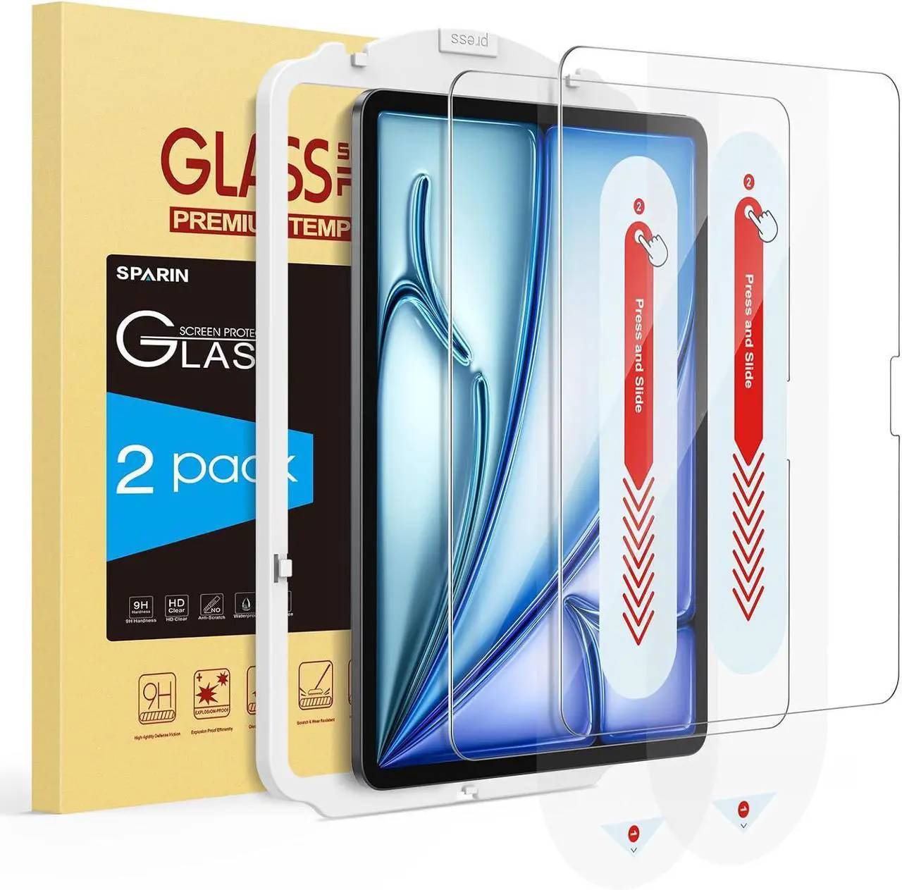 Main image of Screen Protector for iPad Air 11 Inch M3/M2 (2025/2024 7th/6th Generation) Auto-Alignment Frame 9H Tempered Glass Film  Pencil Compatible and Case Friendly Ultra Clear [2 Pack]