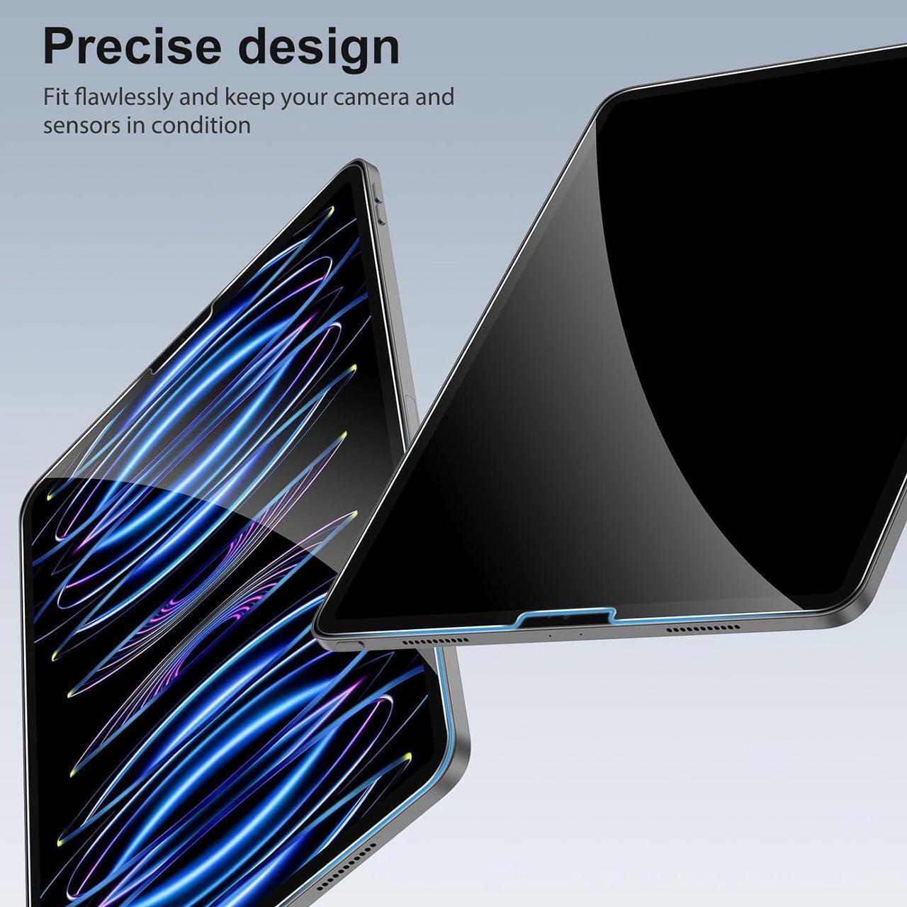 Alt view image 3 of 7 - 2+2 Pack Screen Protector for iPad Pro 12.9 (2022/2021/2020) + Camera Lens Protector Tempered Glass for iPad Pro 12.9 inch 6th/5th/4th Generation Support  Pencil & Case Friendly